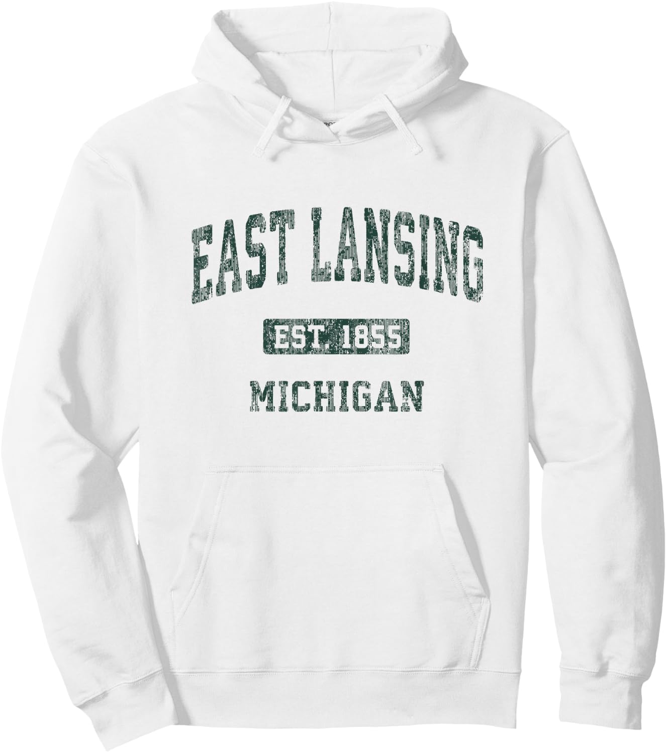 East Lansing Michigan MI Vintage Athletic Sports Design Hoodie - Hoodie | White