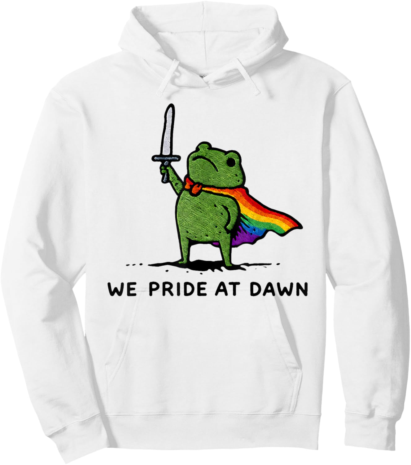 Funny Frog We Pride At Dawn Rainbow Flag LGBT Pride Month Hoodie - Hoodie | White