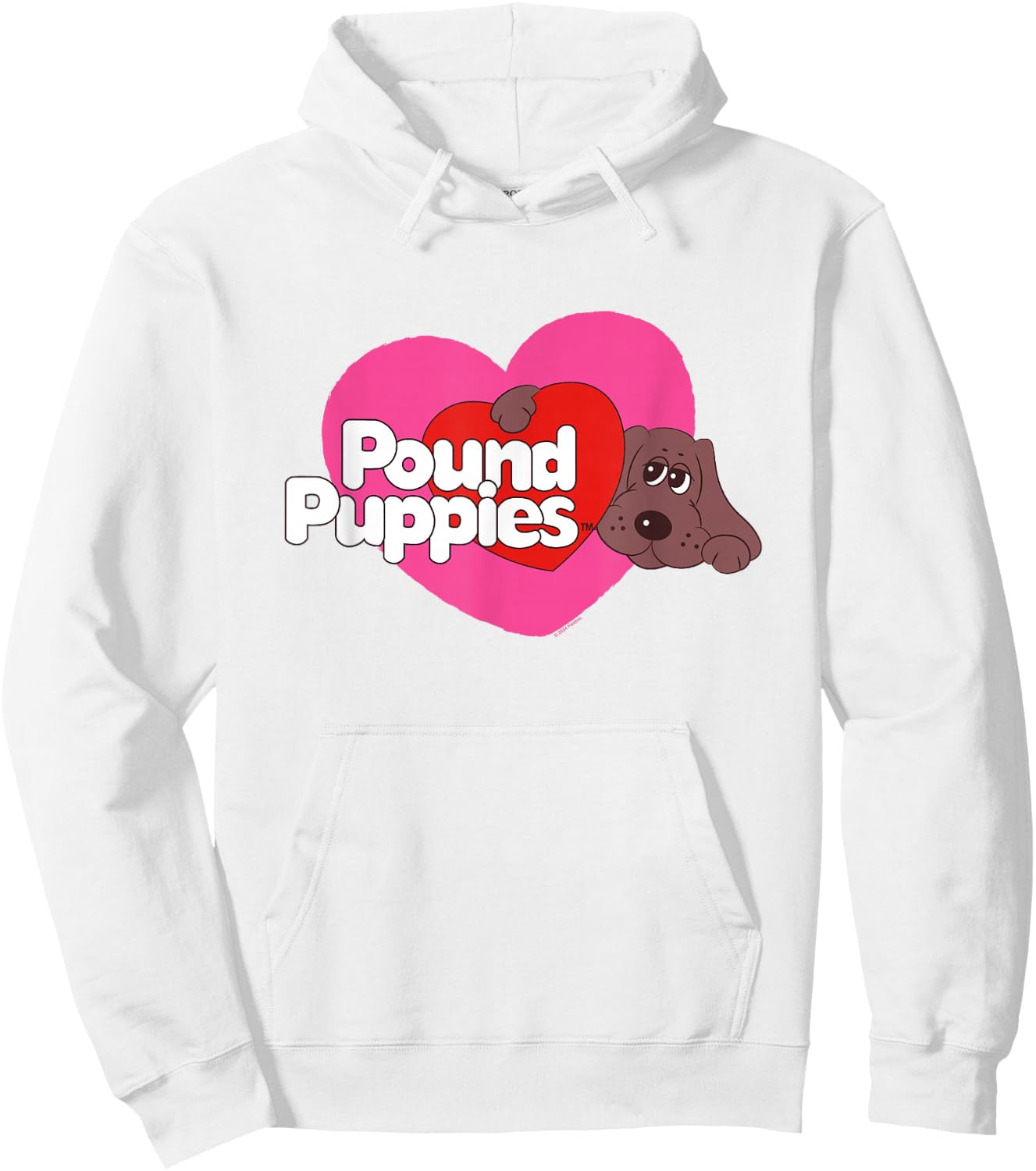 Pound Puppies Valentine's Day Cute Dog Heart Shape Big Logo Hoodie - Hoodie | White