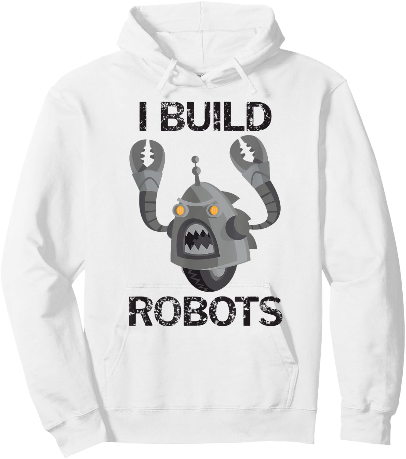 I Build Robots Faded Grunge Hoodie - Hoodie | White