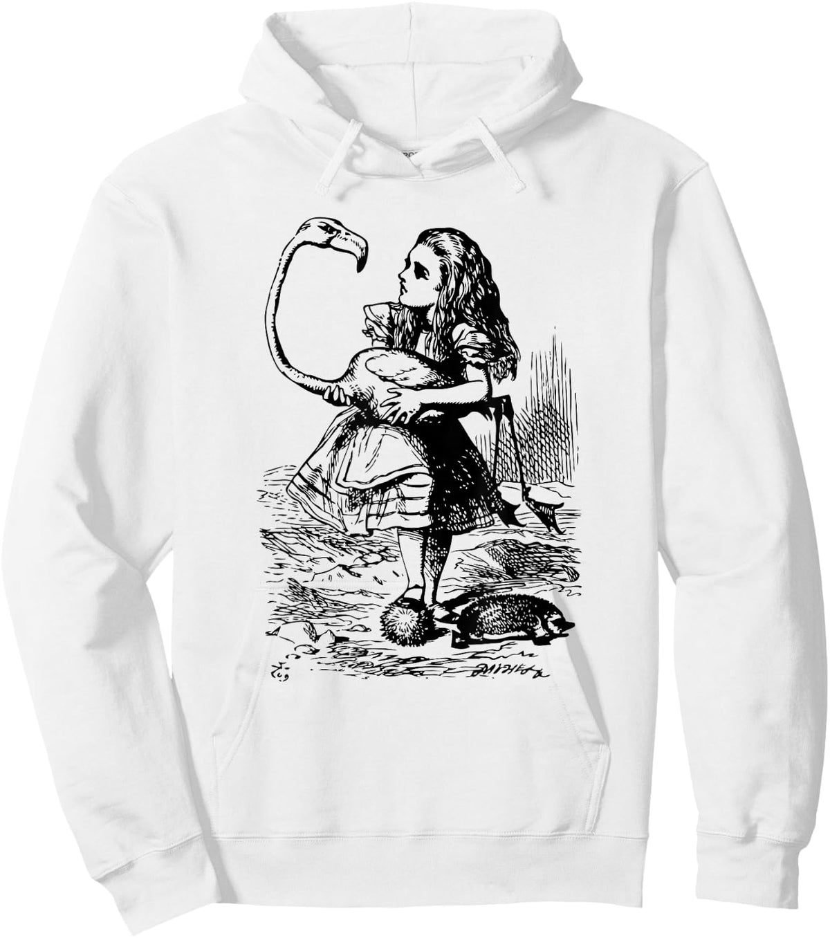 Big Texas Alice in Wonderland Alice Flamingo Croquet Hoodie - Hoodie | White