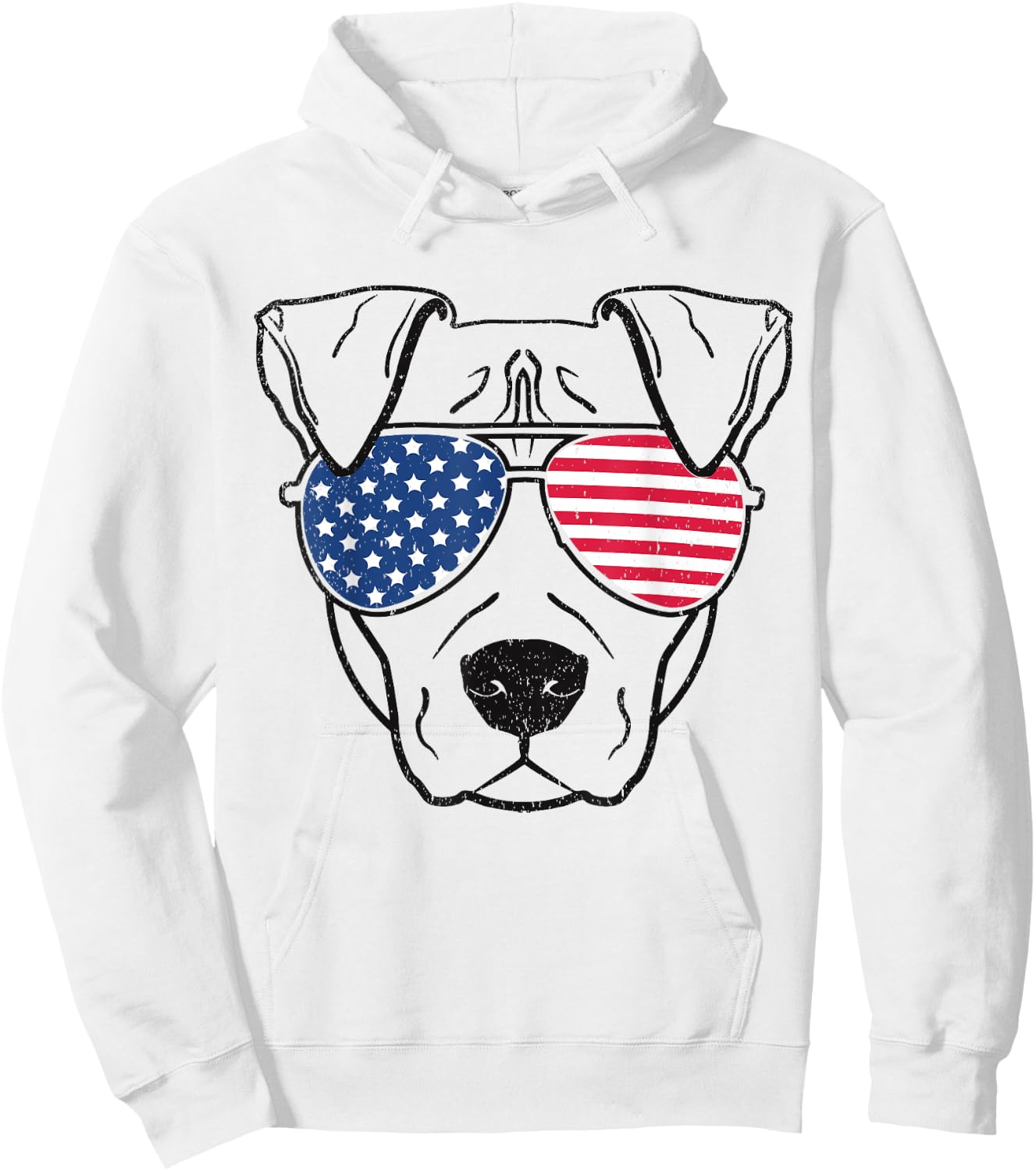 Dog Pit bull US Flag Sunglasses Graphic T Shirt Hoodie - Hoodie | White