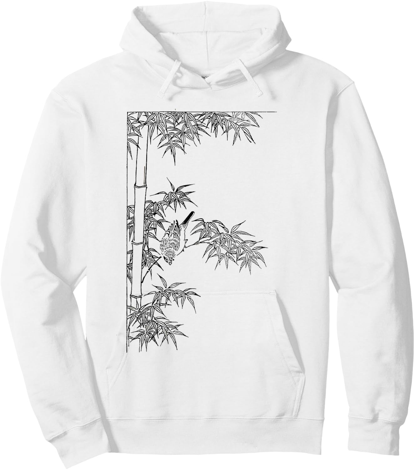 Picture of bamboo - bamboo plant with a bird Hoodie - Hoodie | White