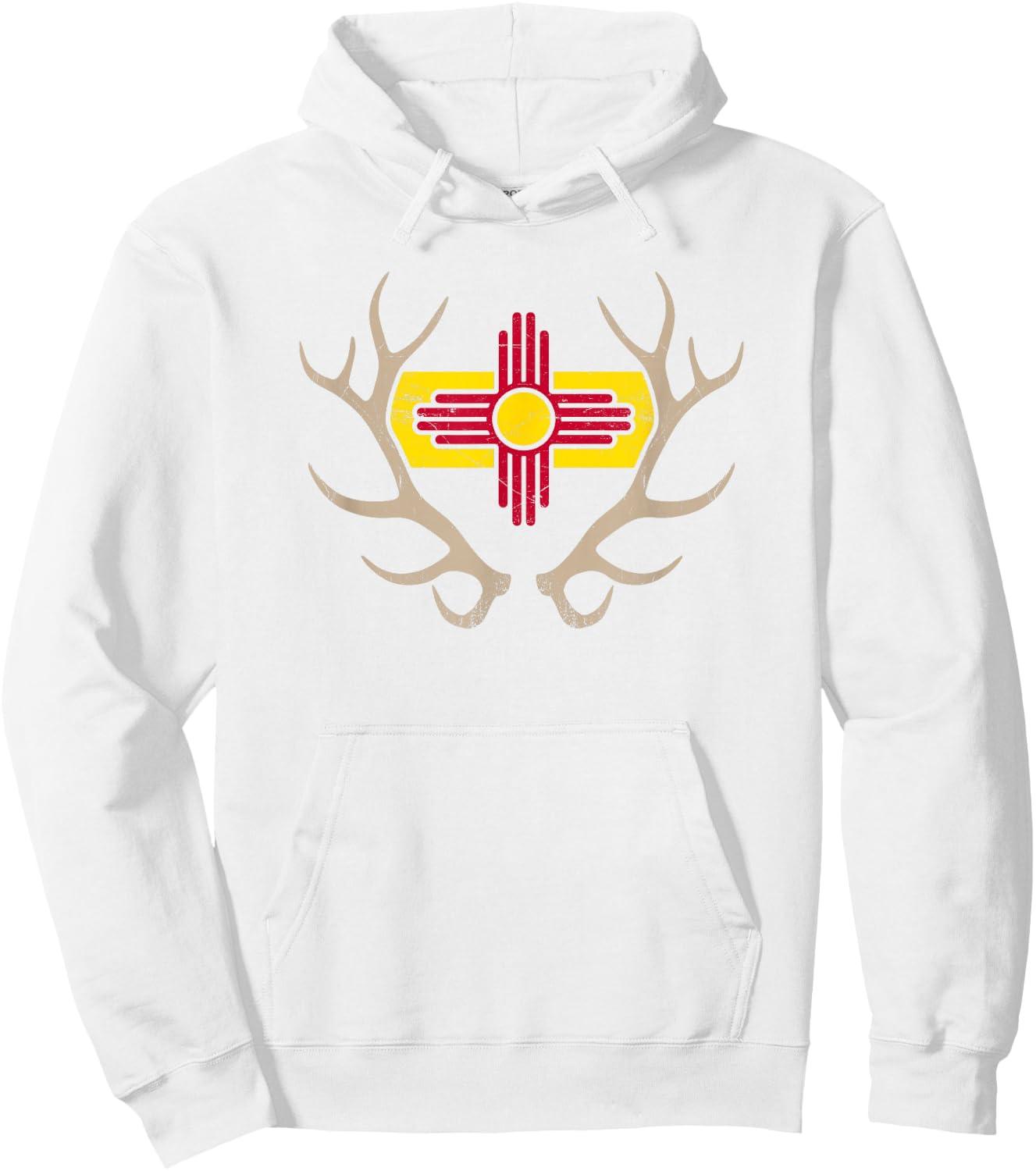 New Mexico Elk Hunt Shirt - State Flag Antler Hoodie - Hoodie | White