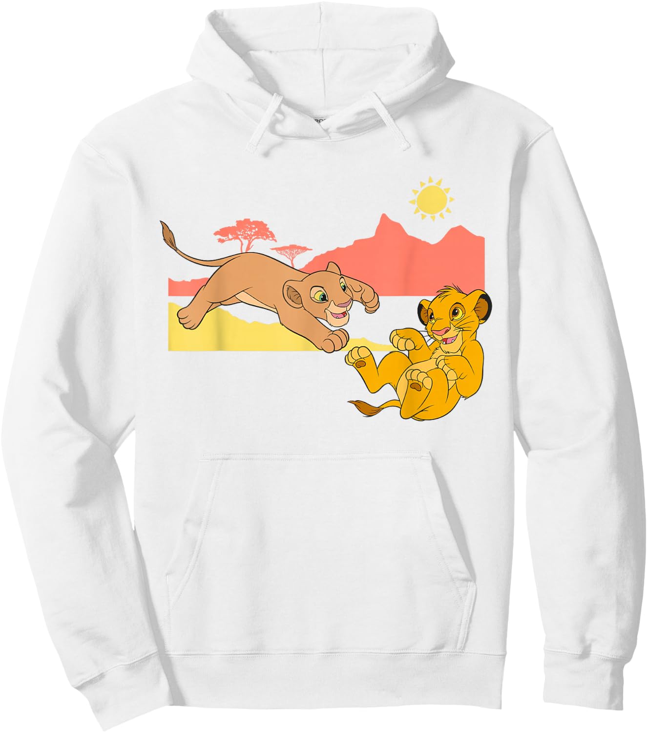 Disney The Lion King Young Simba Nala Playing Hoodie - Hoodie | White