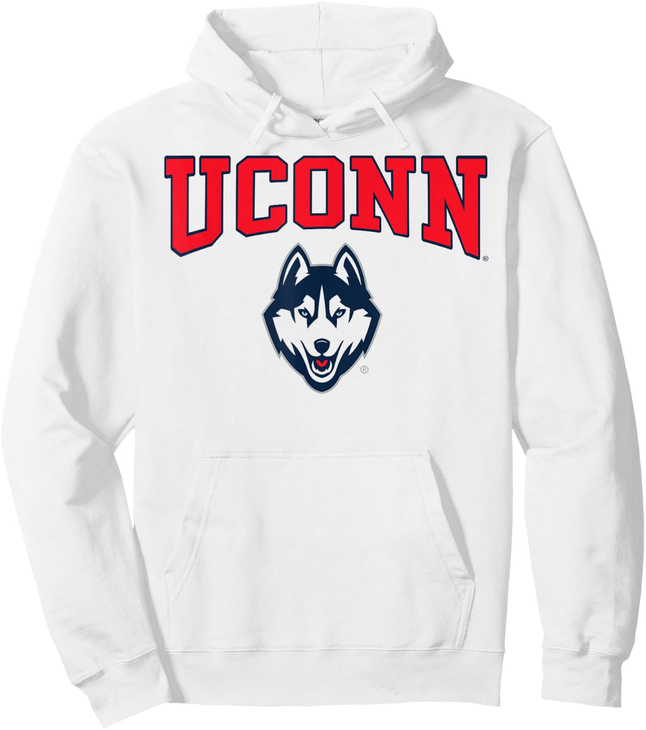 Elite Authentics Connecticut Huskies Arch Logo White -Adults & Kids Hoodie - Hoodie | White