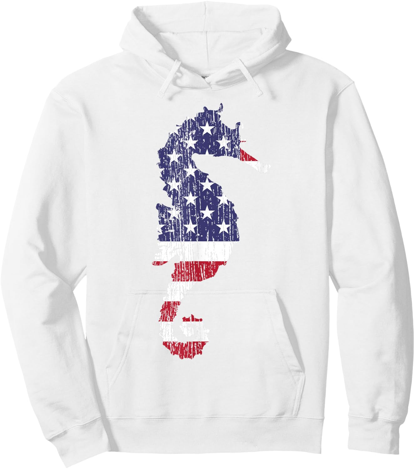 Seahorse USA Flag Vintage Gift Patriotic Hoodie - Hoodie | White
