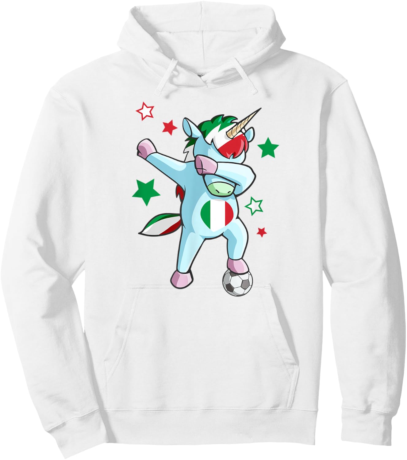 Dabbing Unicorn World Soccer Support Italy Shirt for Girls Hoodie - Hoodie | White