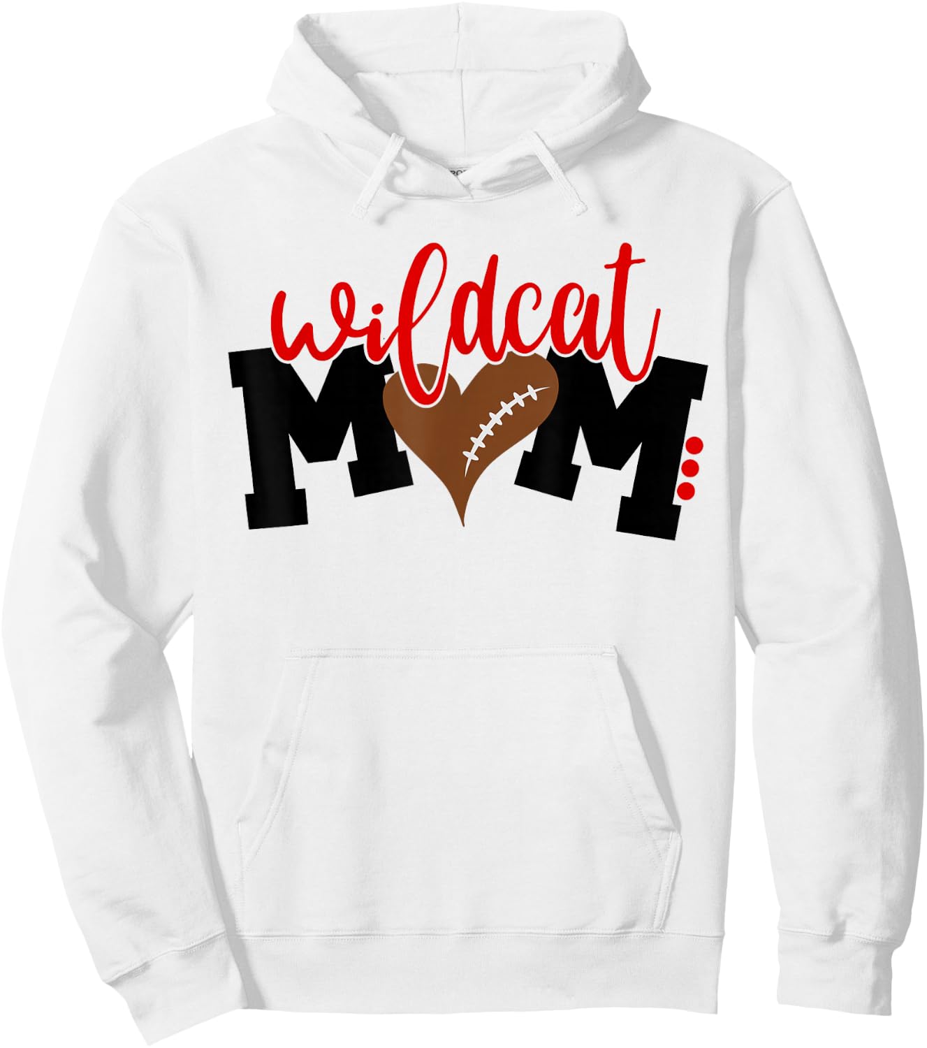 Wildcat Football Mom, Heart Football Men Women Hoodie - Hoodie | White