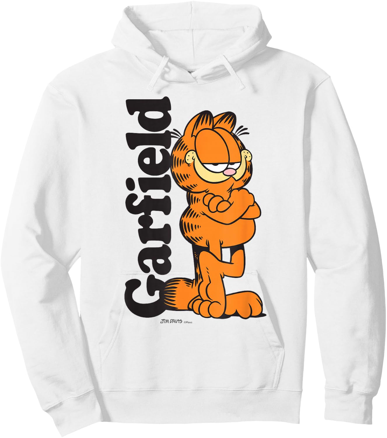 Garfield Leaning Against Logo Cartoon Cat Hoodie - Hoodie | White