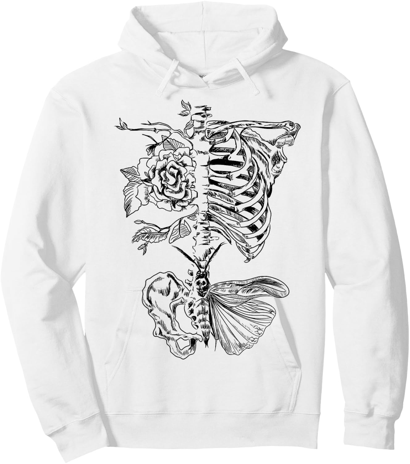 Ribcage Rose Butterfly Skeleton Tattoo Artist Shirt Hoodie - Hoodie | White