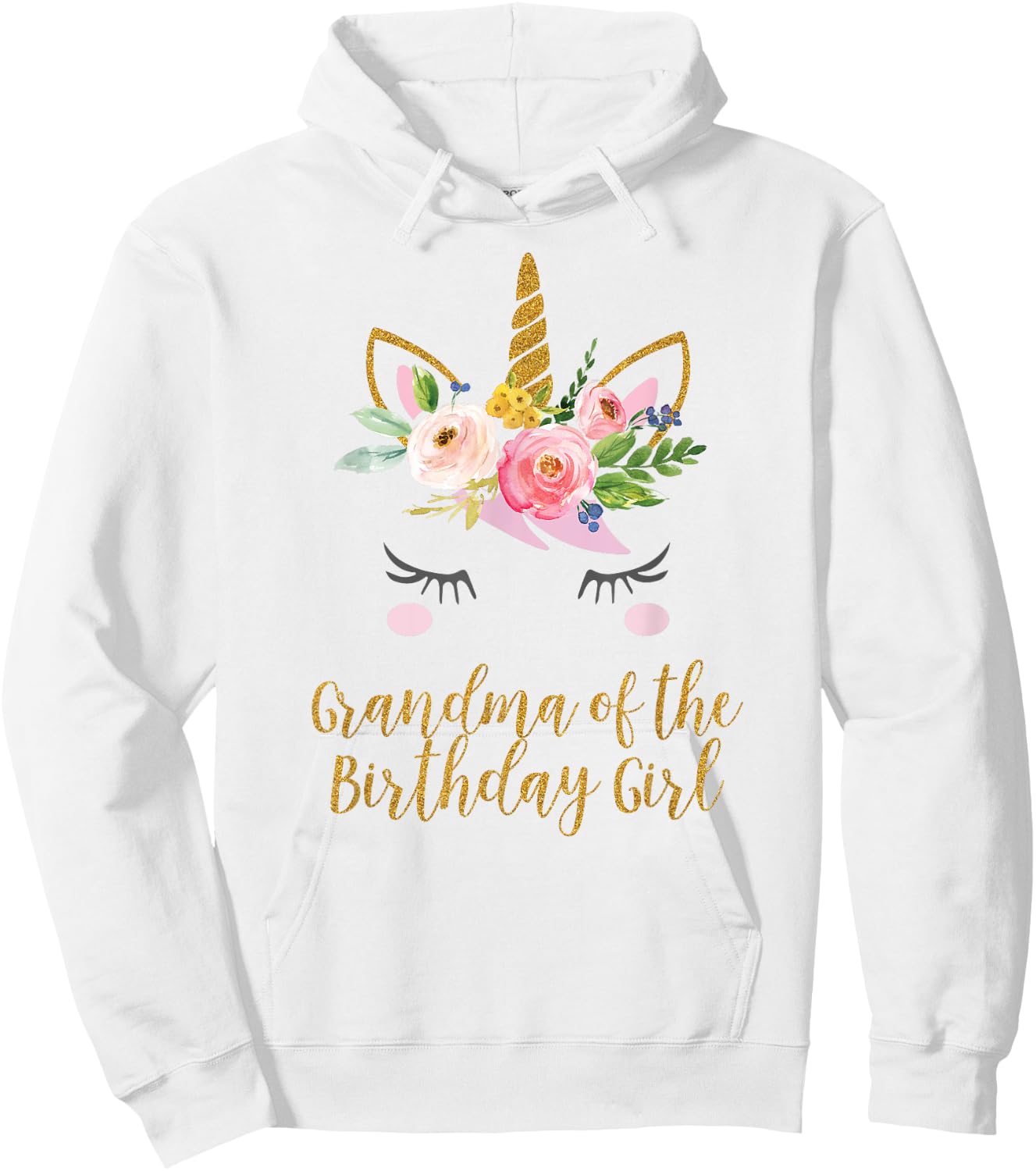 Floral Grandma of the Birthday Girl Unicorn Shirt Hoodie - Hoodie | White