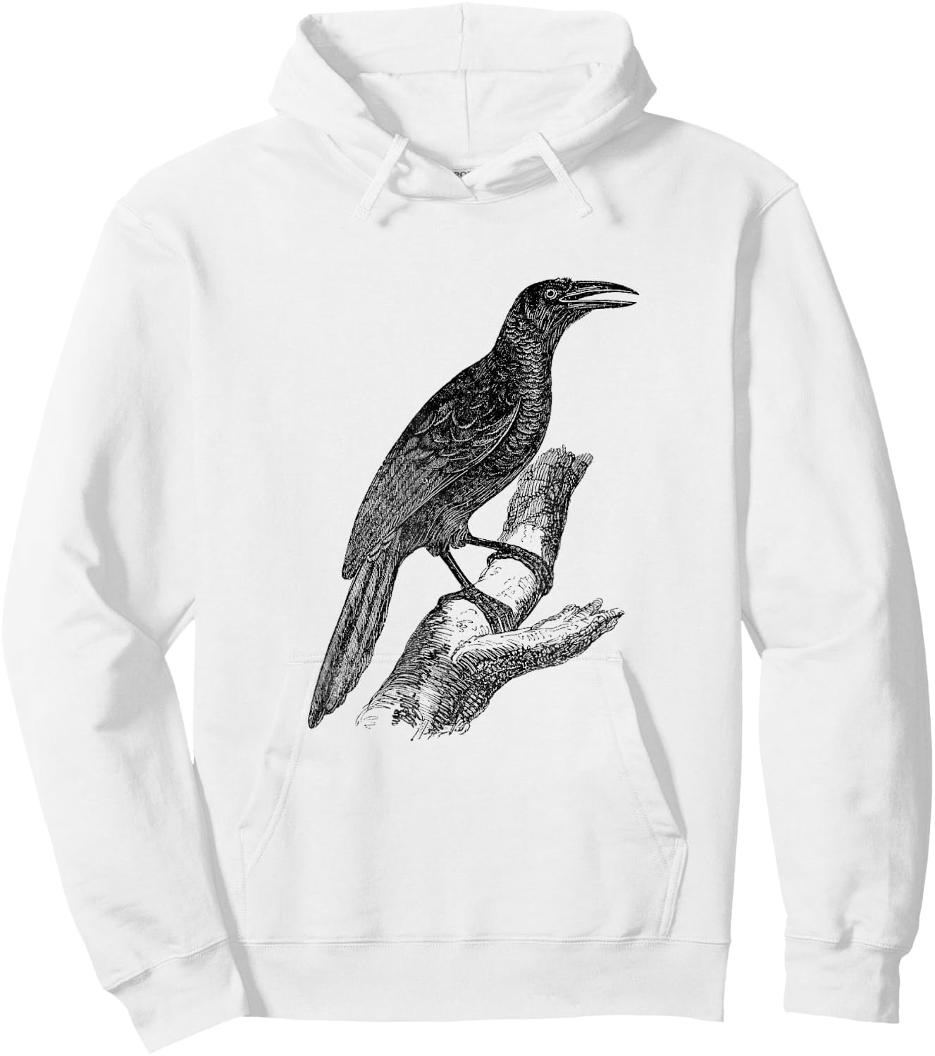 Common Grackle Bird Print Hoodie - Hoodie | White