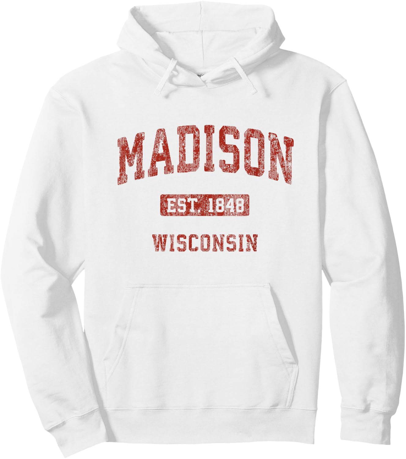 Madison Wisconsin WI Vintage Athletic Sports Design Hoodie - Hoodie | White