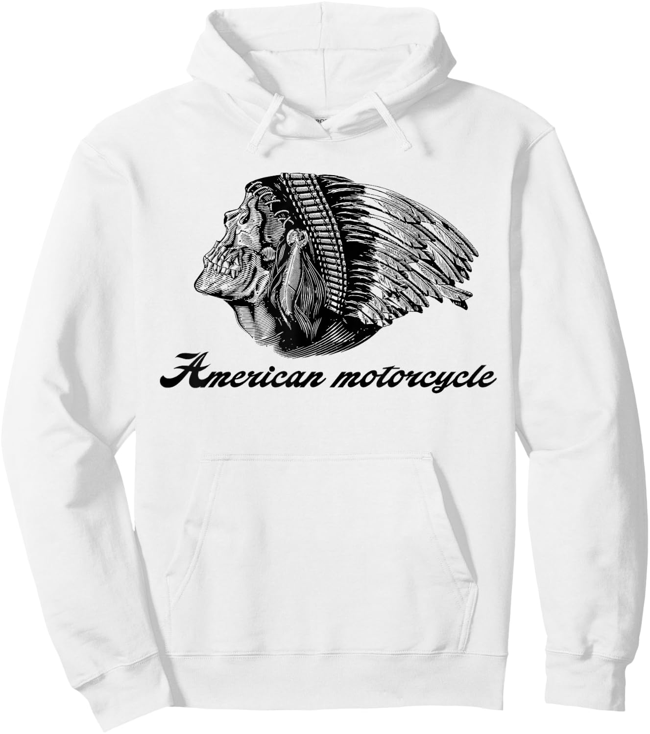 American Motorcycle Skull Native Indian Eagle Chief Vintage Hoodie - Hoodie | White