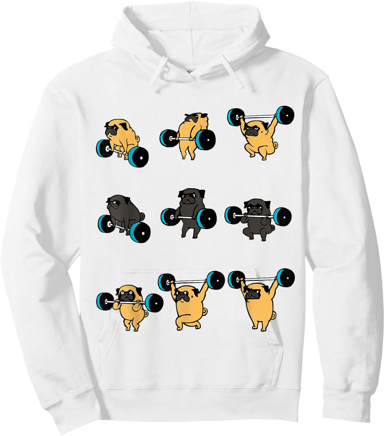 Lifting Pug Gym T- shirt by Huebucket Hoodie - Hoodie | White
