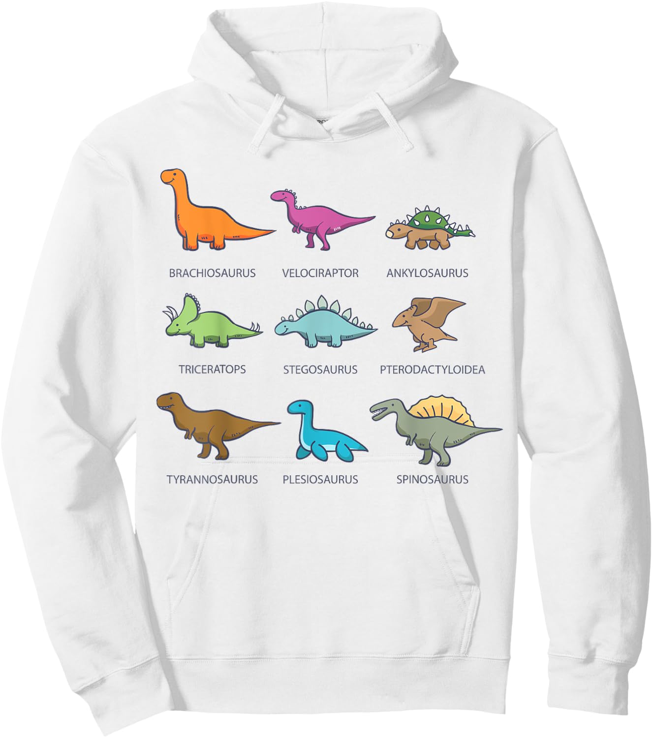 Types of Dinosaurs Shirt | Educational Gift Hoodie - Hoodie | White