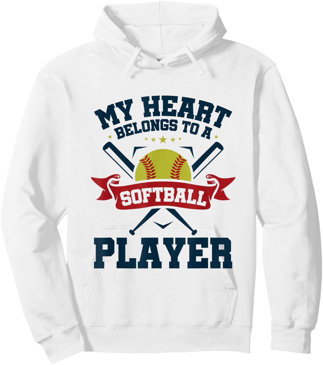 My Heart Belongs To Softball Player Boyfriend Girlfriend Hoodie - Hoodie | White