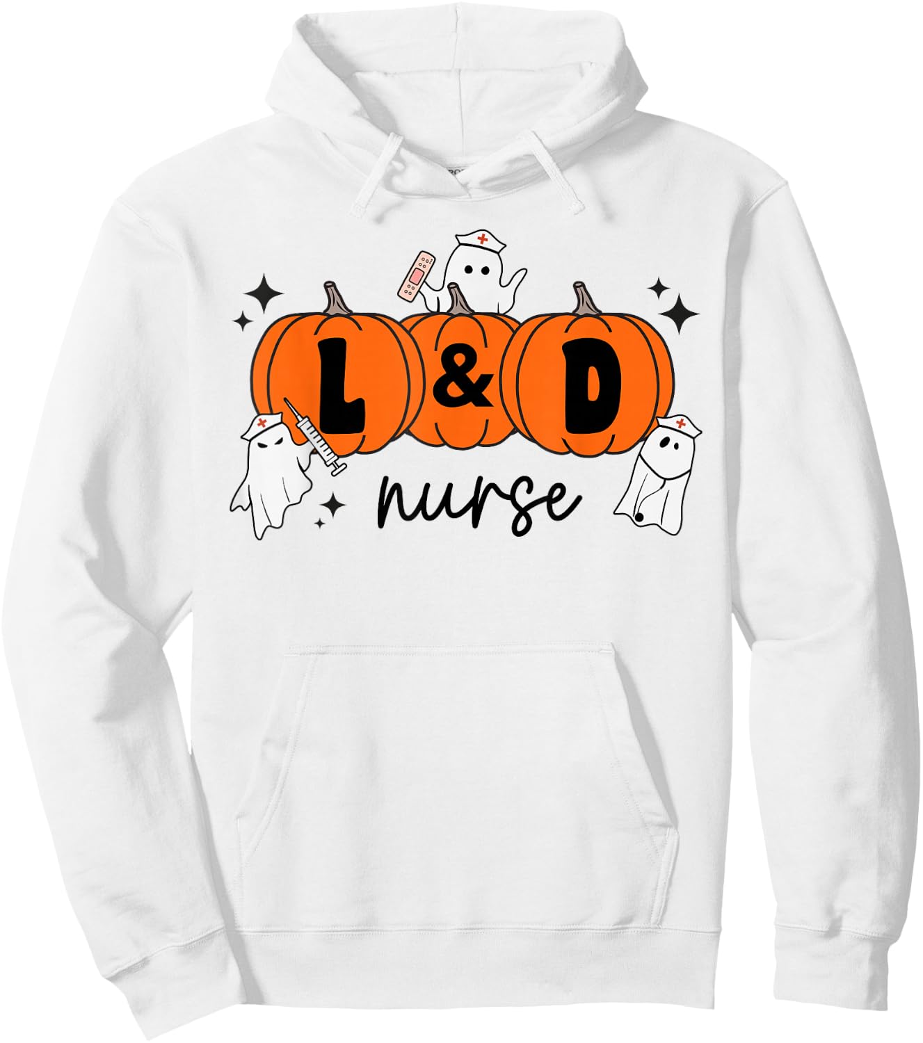 L&D Nurse Crew Ghost Pumpkin Labor and Delivery Halloween Hoodie - Hoodie | White