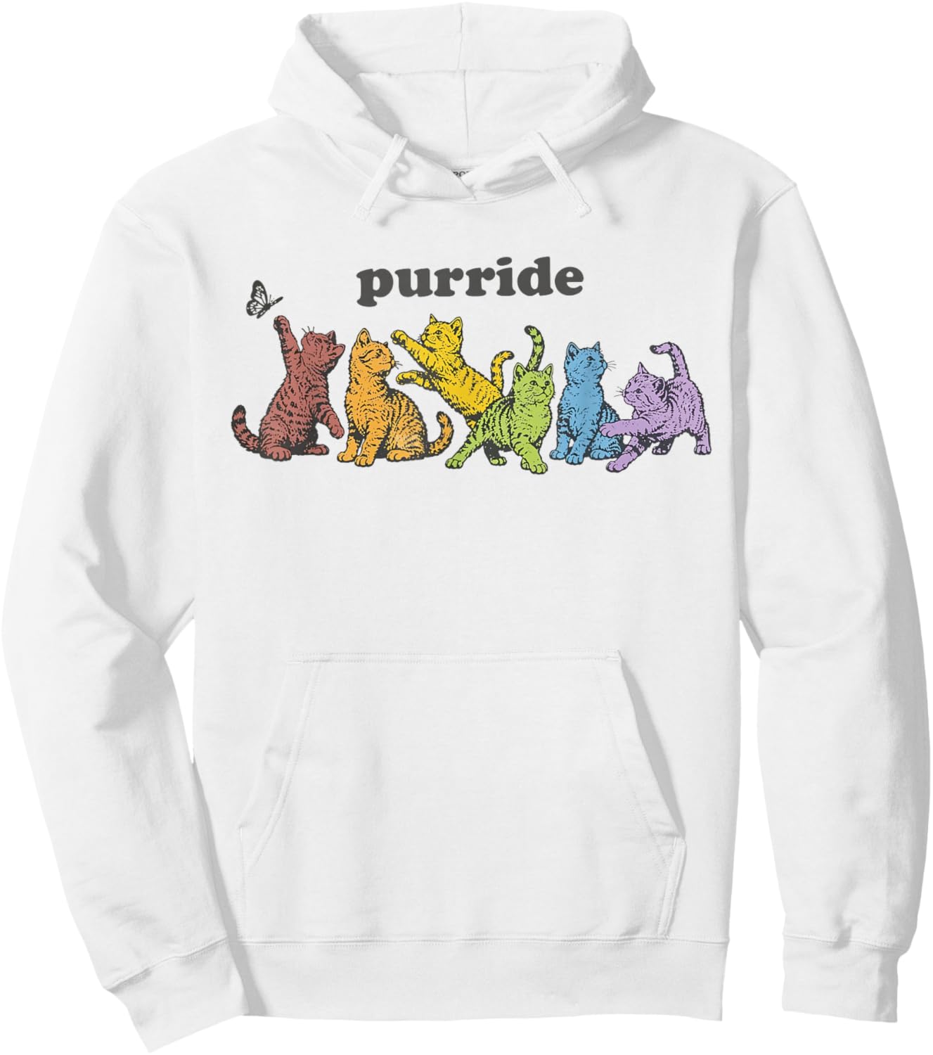 Rainbow LGBTQ Cat Purride Funny Gay Pride Month Equality Hoodie - Hoodie | White