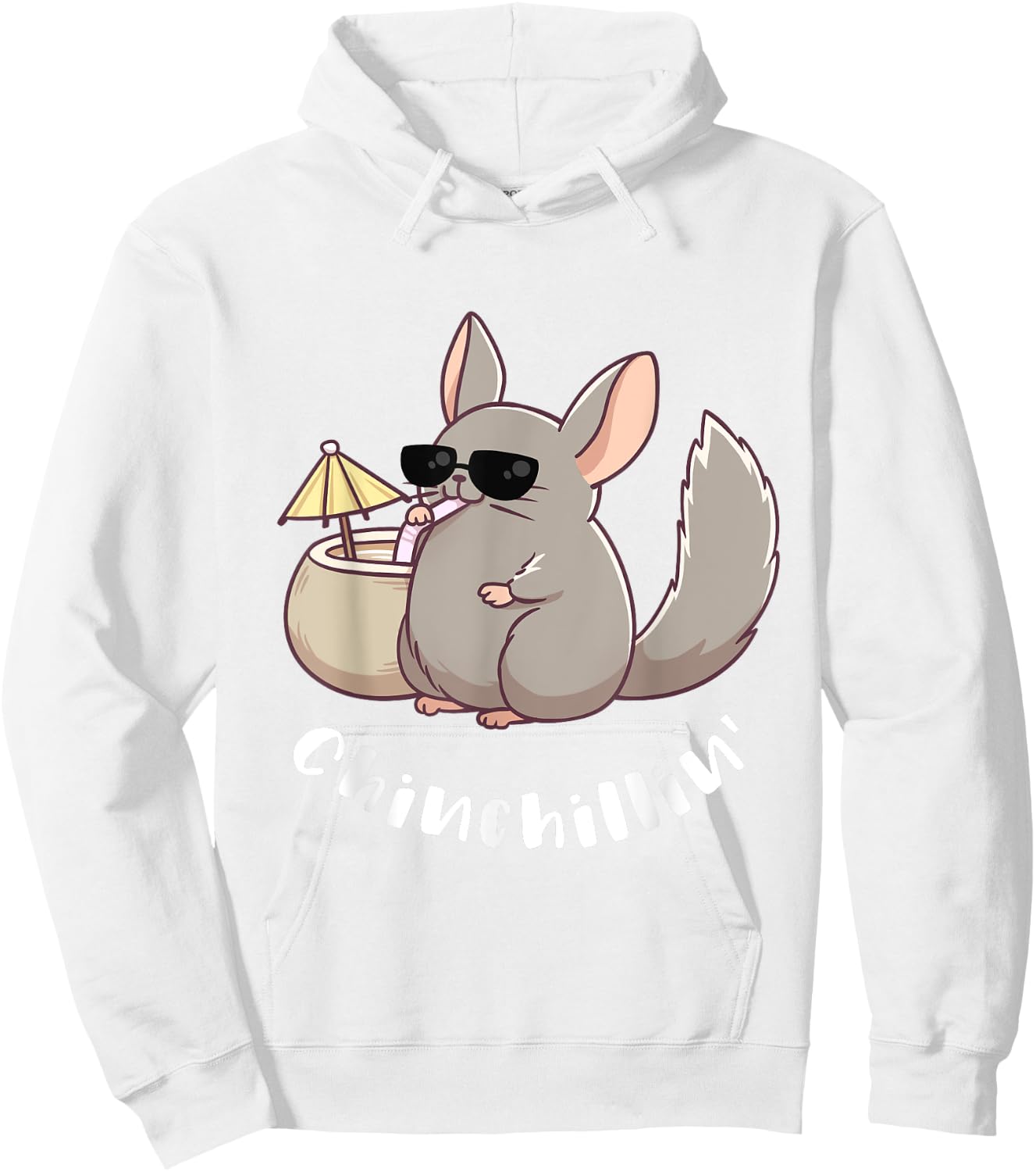 Chinchilla Chinchillin' Funny Rodent Gift Pun T Shirt Hoodie - Hoodie | White