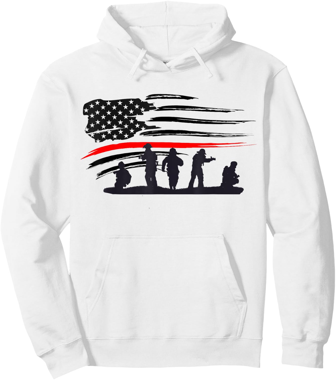 Vintage Thin Red Line shirt, Firefighter gift American Flag Hoodie - Hoodie | White