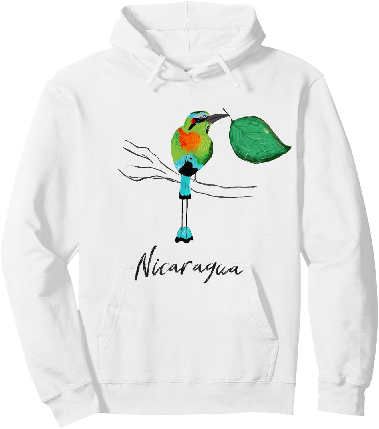 Nicaragua Guardabarranco Colorful national bird shirt Hoodie - Hoodie | White