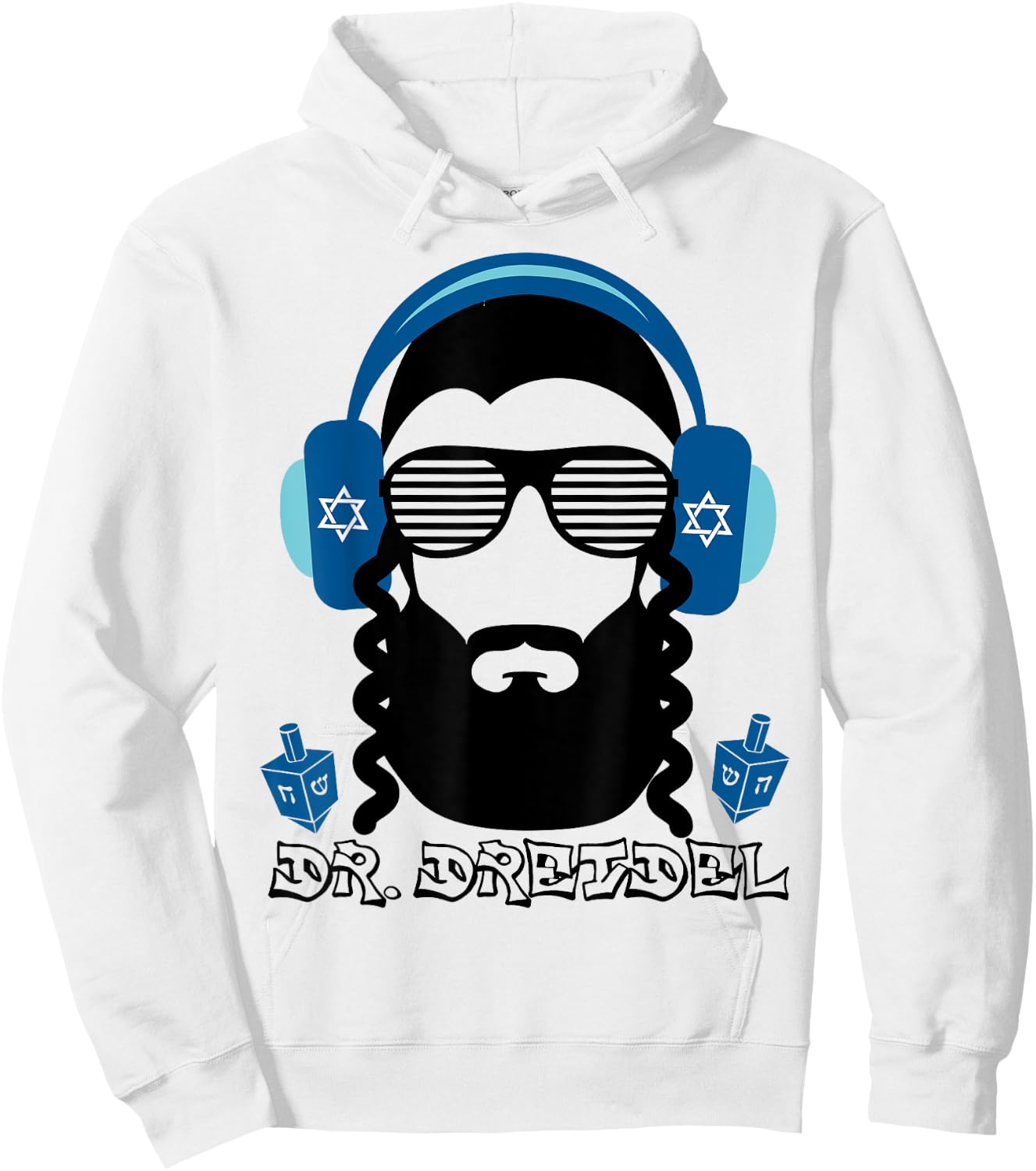Funny Hanukkah Rapper DJ Gift Chanukah Dr. Dreidel Hoodie - Hoodie | White