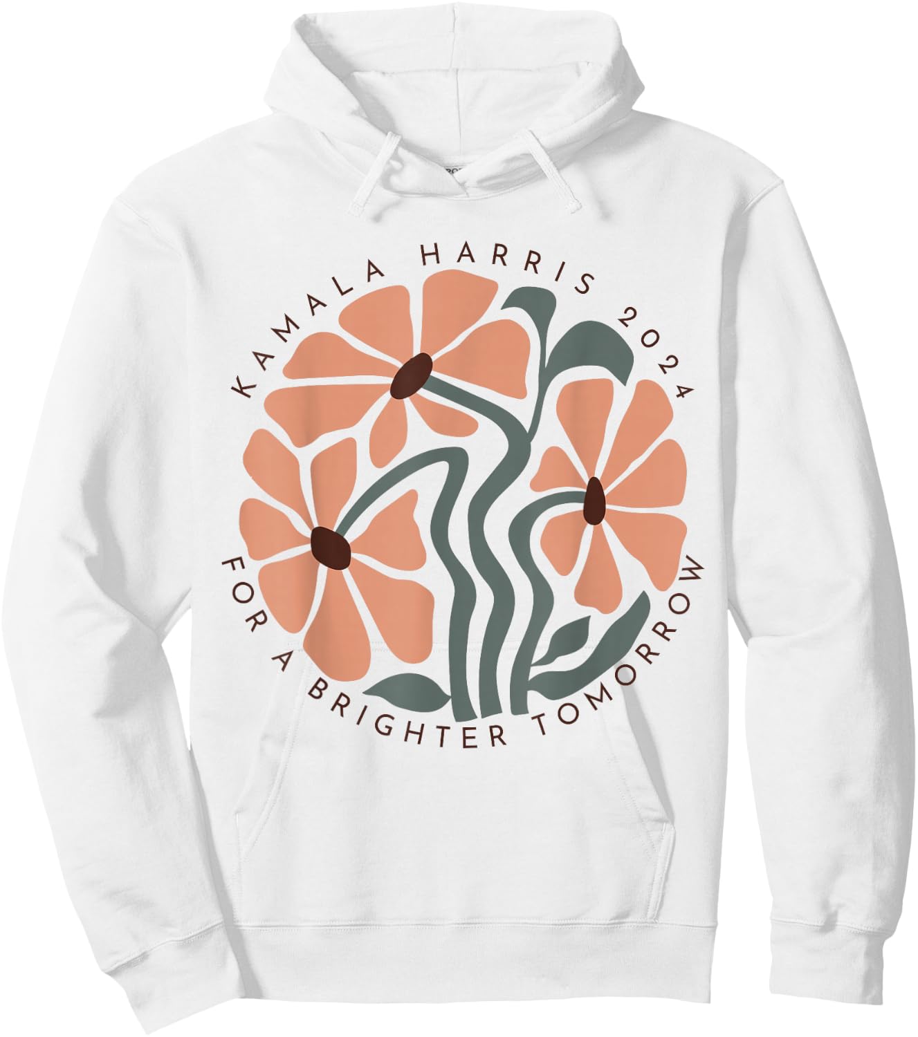 Harris Walz 2024 Subtle Flower Kamala Harris Boho Floral Hoodie - Hoodie | White