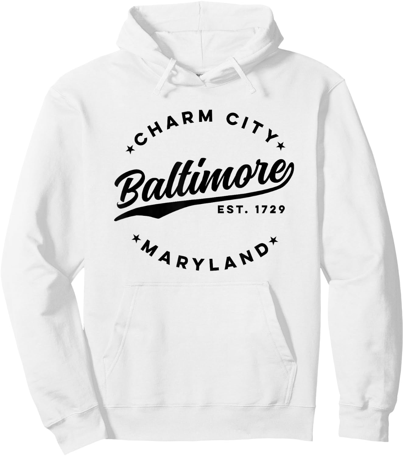Vintage Baltimore Charm City Maryland Black Text Hoodie - Hoodie | White