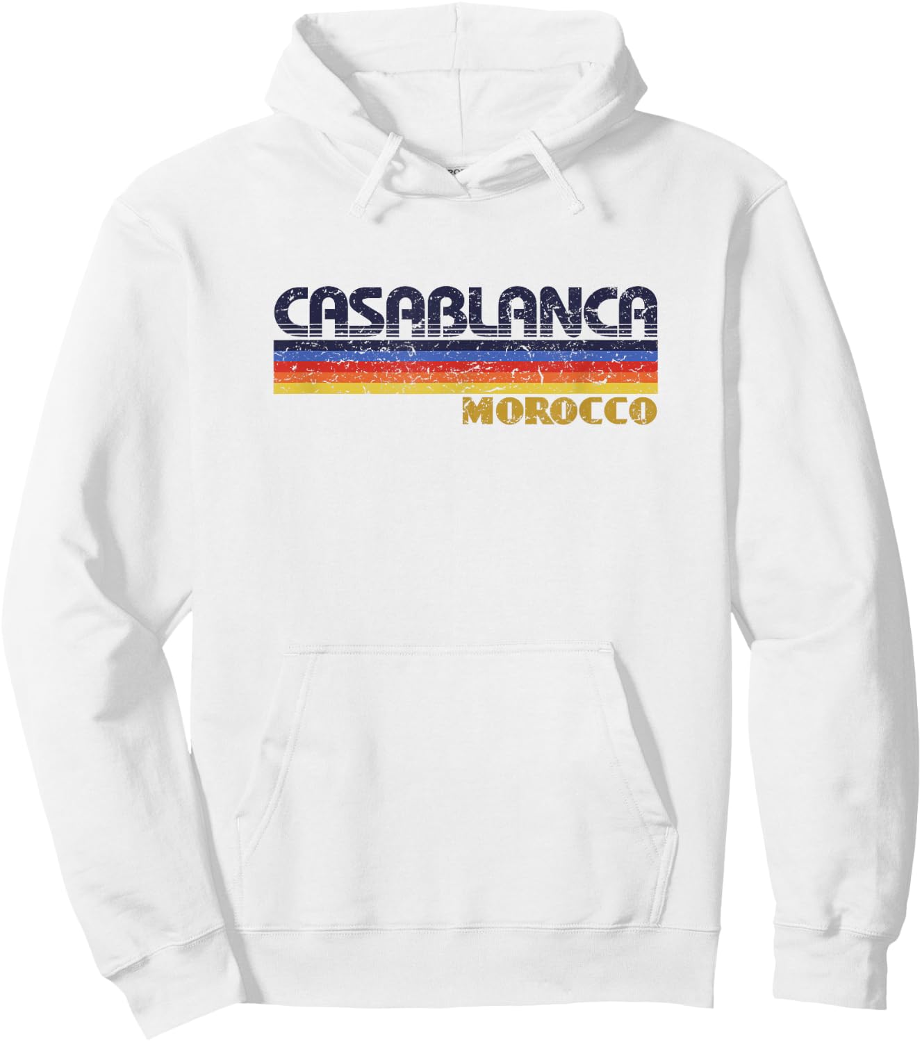 Casablanca Morocco Vintage 80s Style Retro Hoodie - Hoodie | White