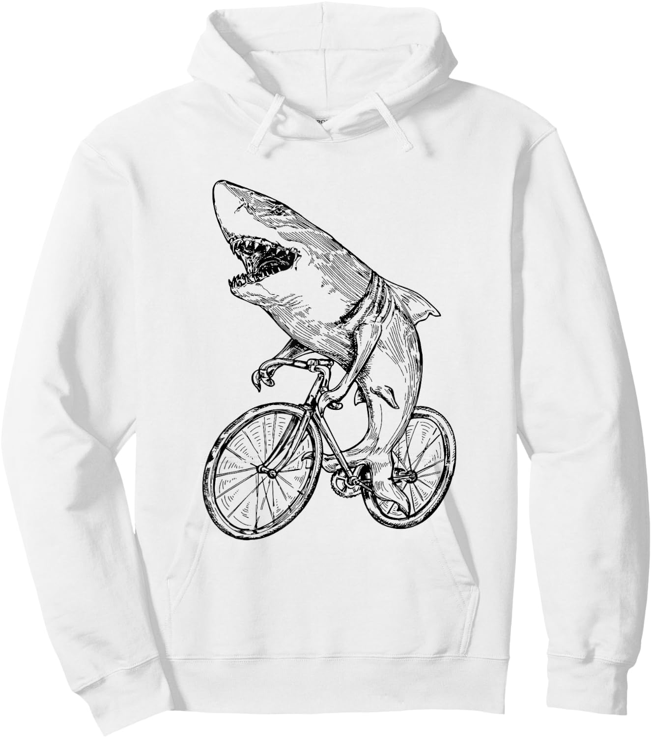 Shark Cycling Bicycle Beach Cyclist Fish Biker Biking Bike Men Women Kids Hoodie - Hoodie | White