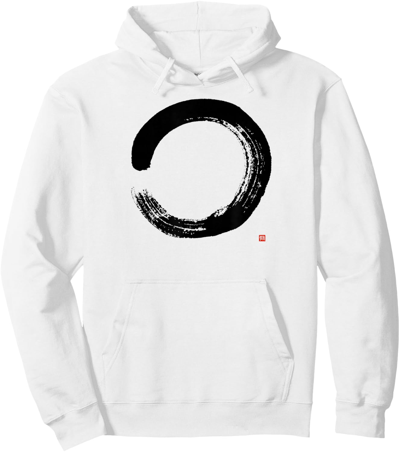 Zen Enso : Artistic Japanese Enso Circle Painting Hoodie - Hoodie | White