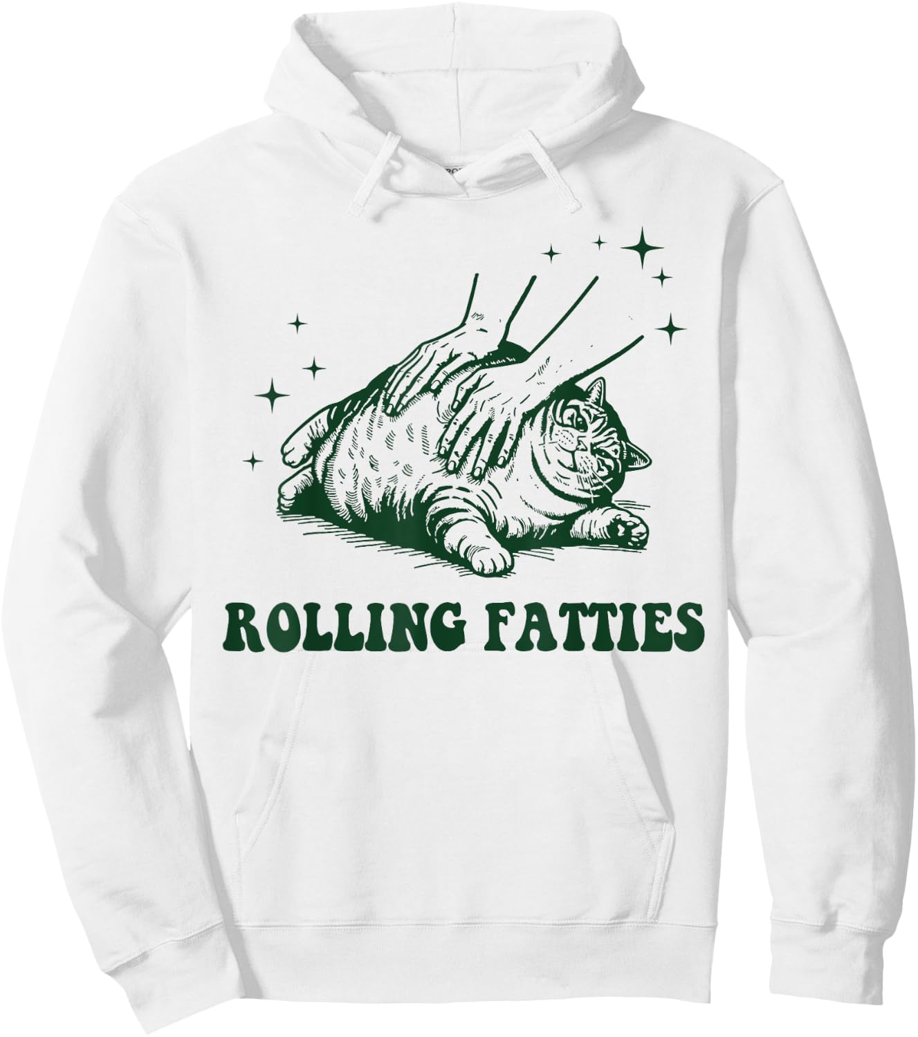 Rolling Fatties Cat Funny Cute Cat Lover Kitten Owner -Adults Grey , Short Sleeve, Small Hoodie - Hoodie | White
