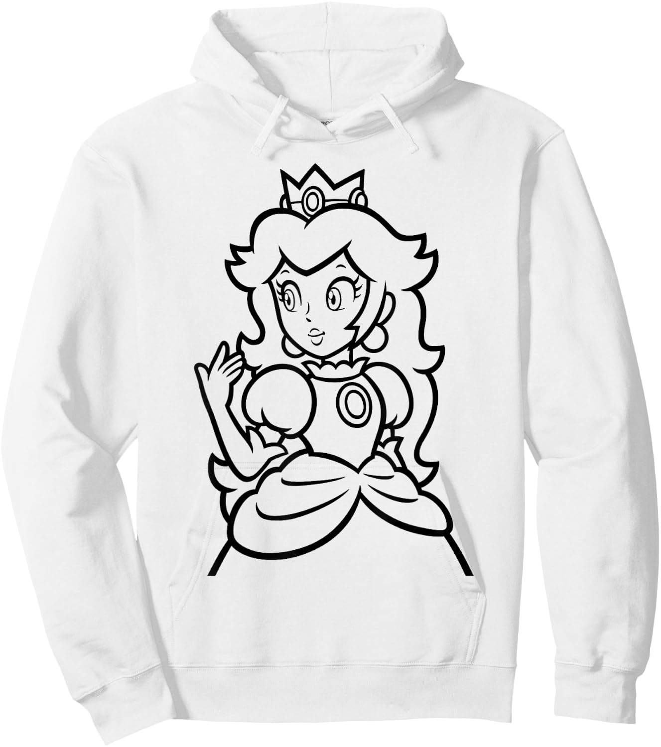 Super Mario Peach Simple Outline Portrait Hoodie - Hoodie | White