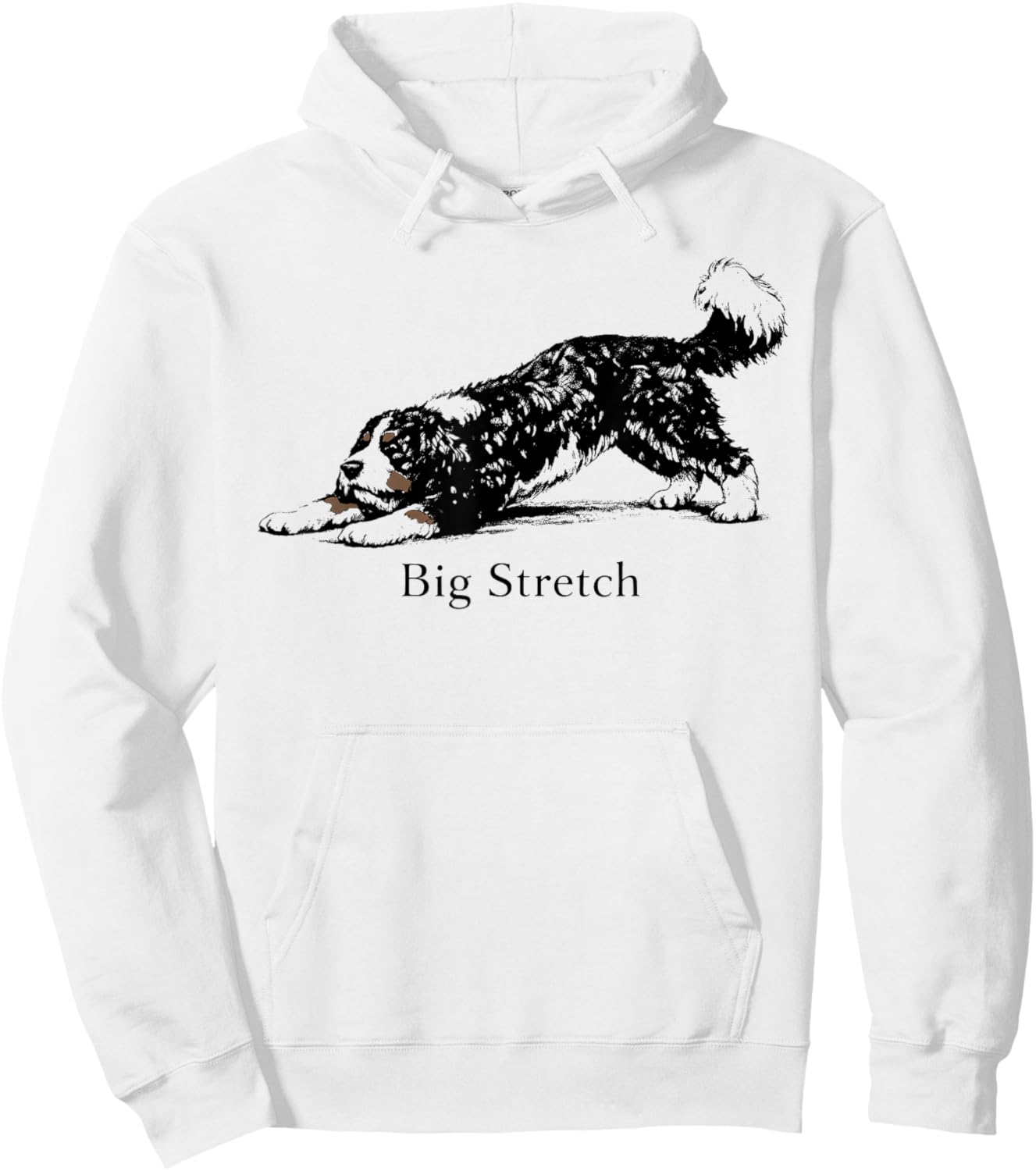 Big Stretch Bernedoodle Stretching Dog Art Pet Lover Design Hoodie - Hoodie | White
