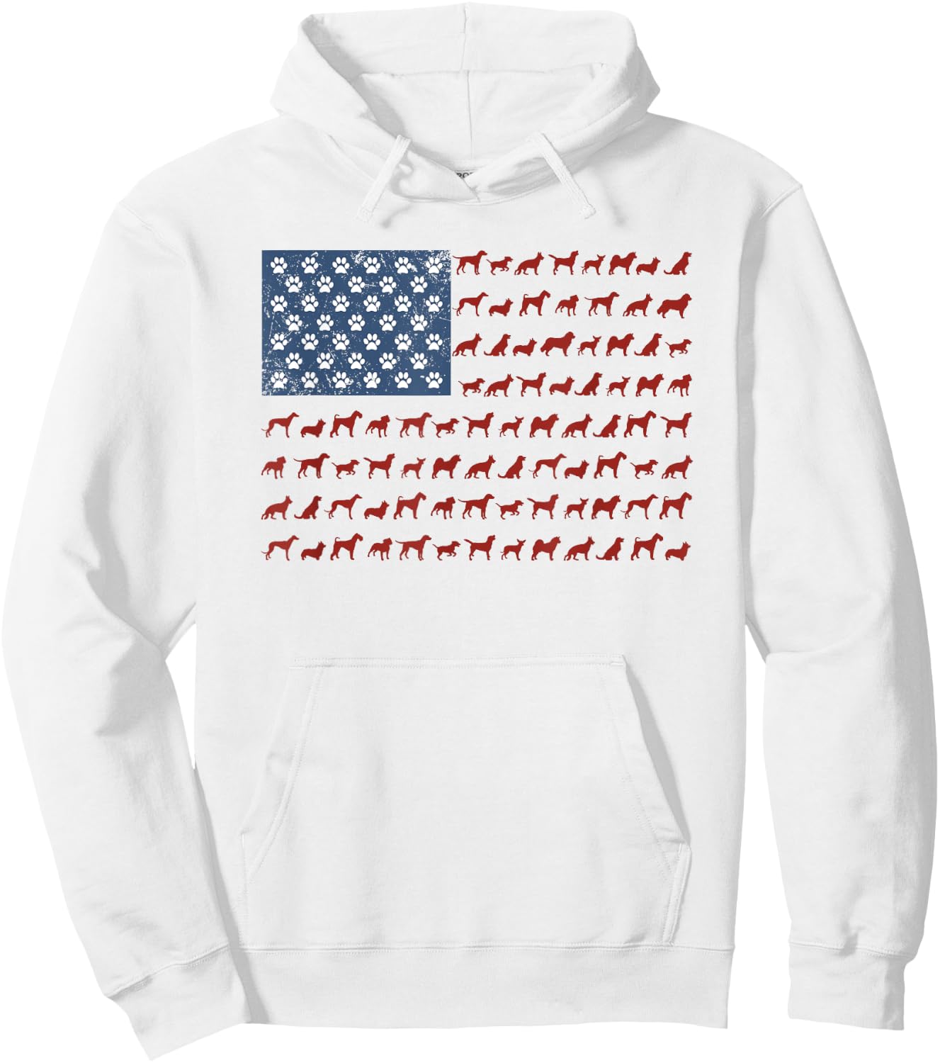 American Flag Dogs and Paws 4th of July Shirt Kids Men Hoodie - Hoodie | White