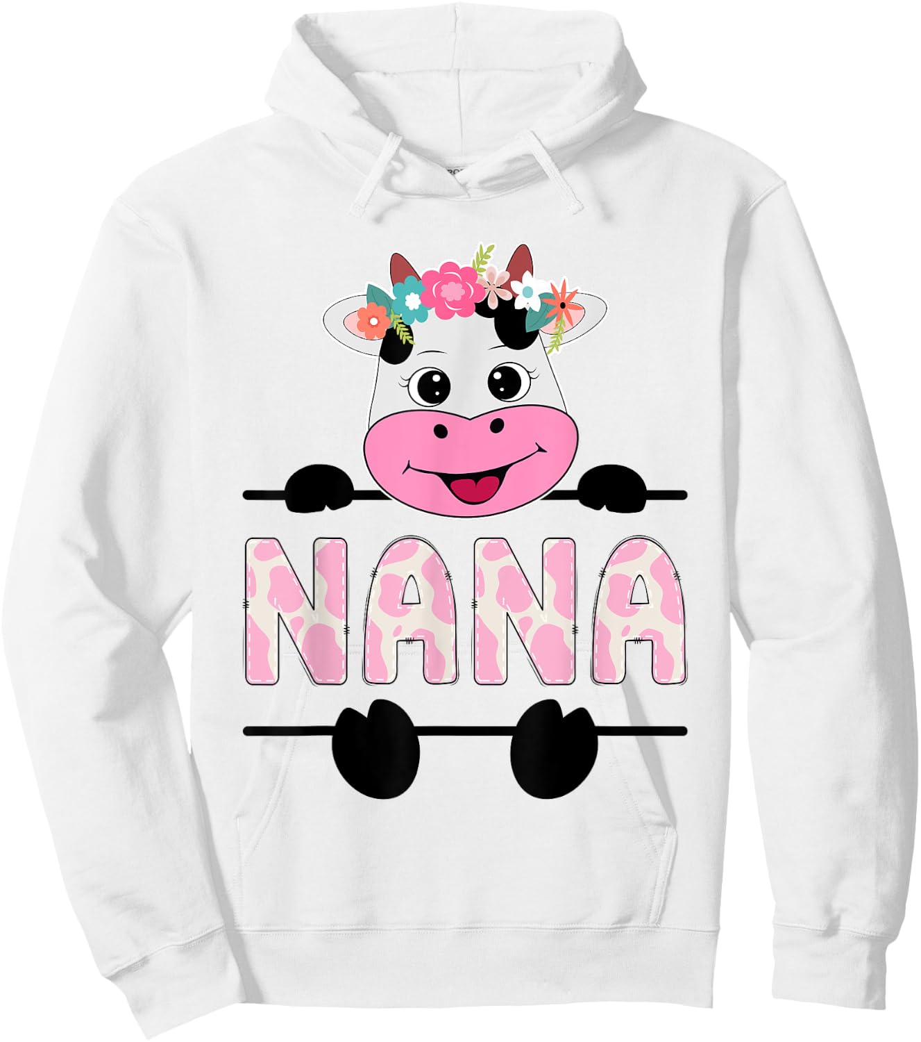 Nana Of The Birthday Girl Cow Grandma Family Party Hoodie - Hoodie | White