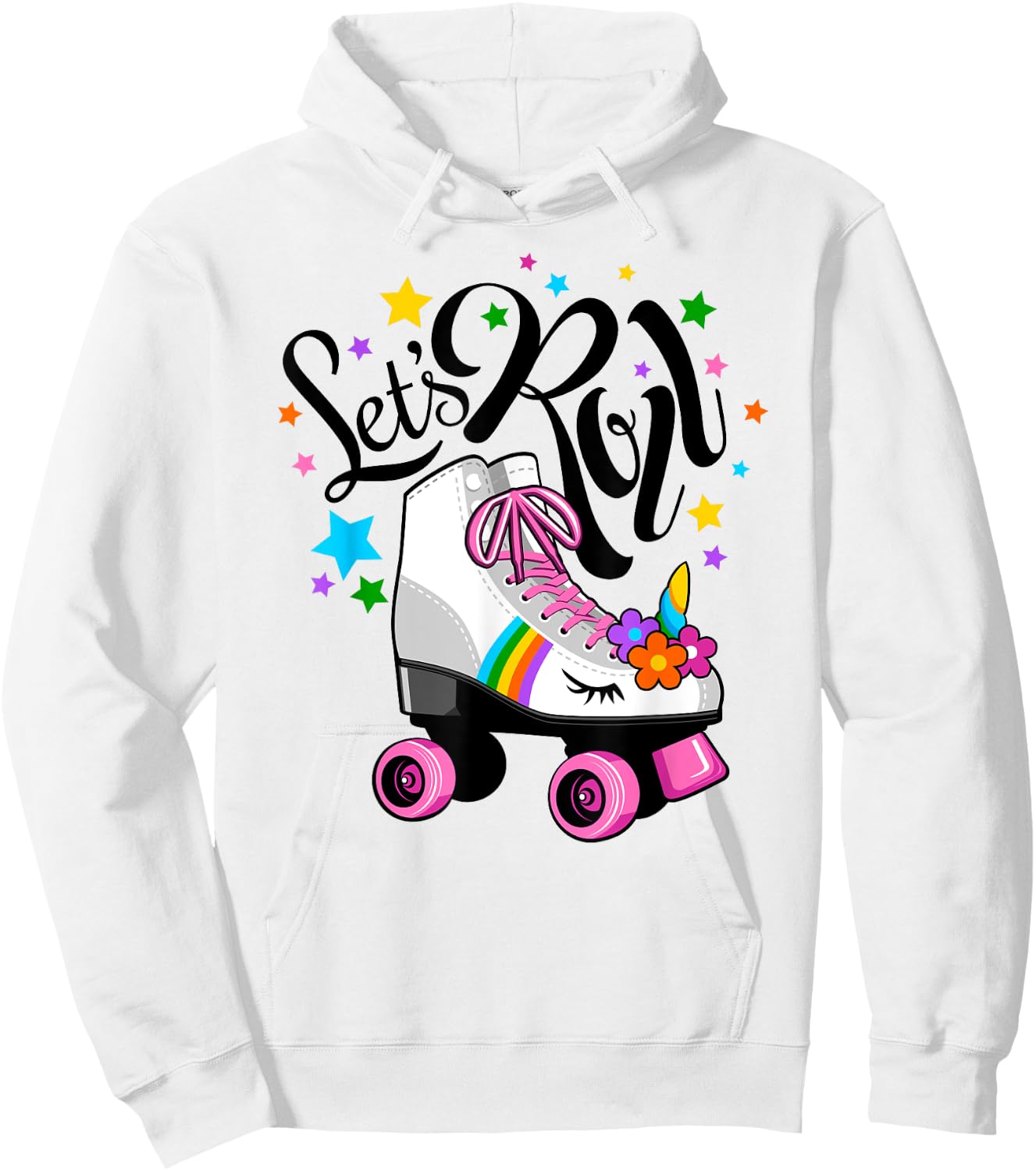Let's Roll Unicorn. Roller Skate fun party girl's Hoodie - Hoodie | White
