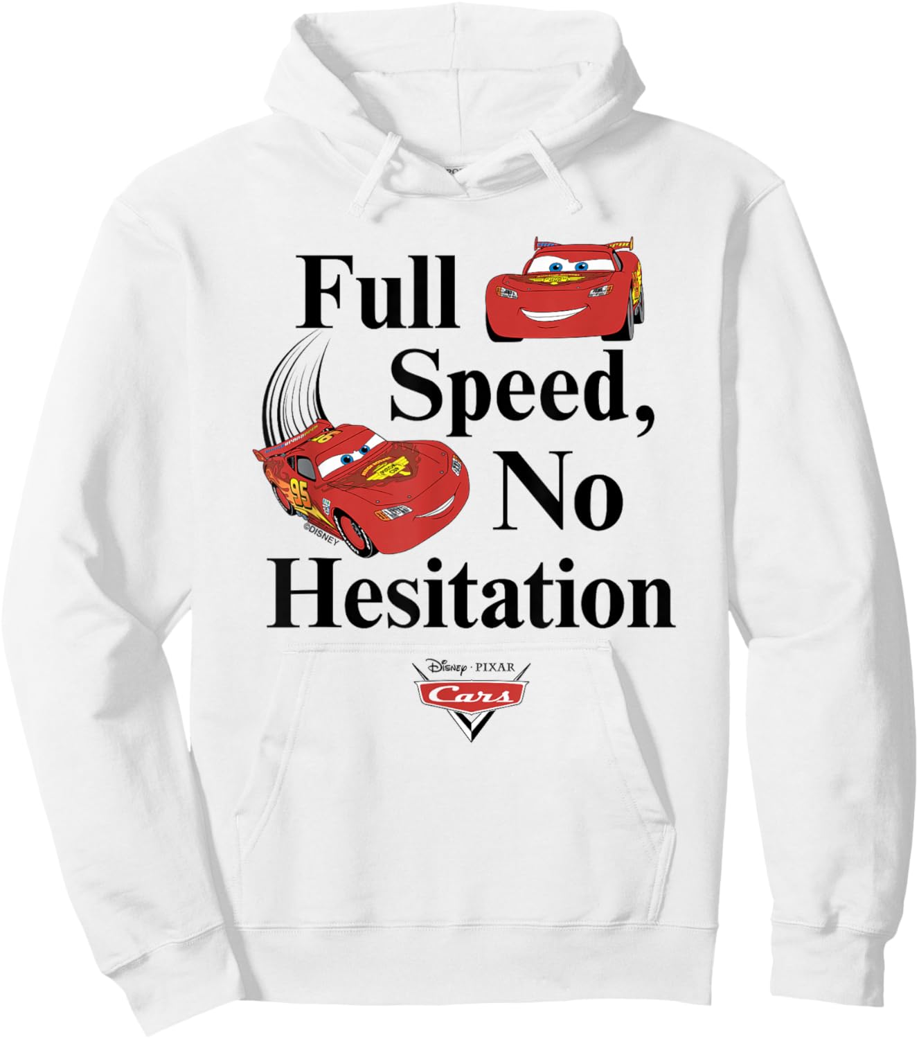 Disney Pixar Cars Lightning McQueen Full Speed No Hesitation Hoodie - Hoodie | White