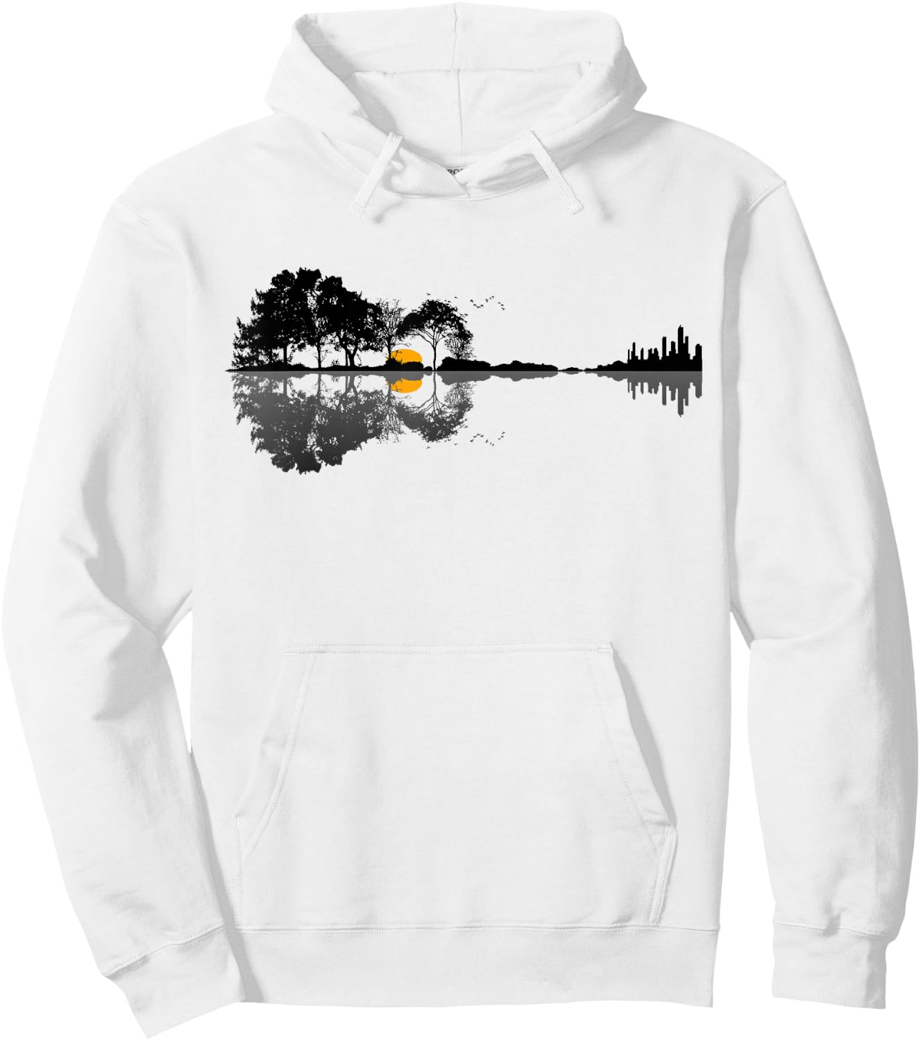 Retro Guitar T Shirt Lake Shadow Love Gitarre Hoodie - Hoodie | White