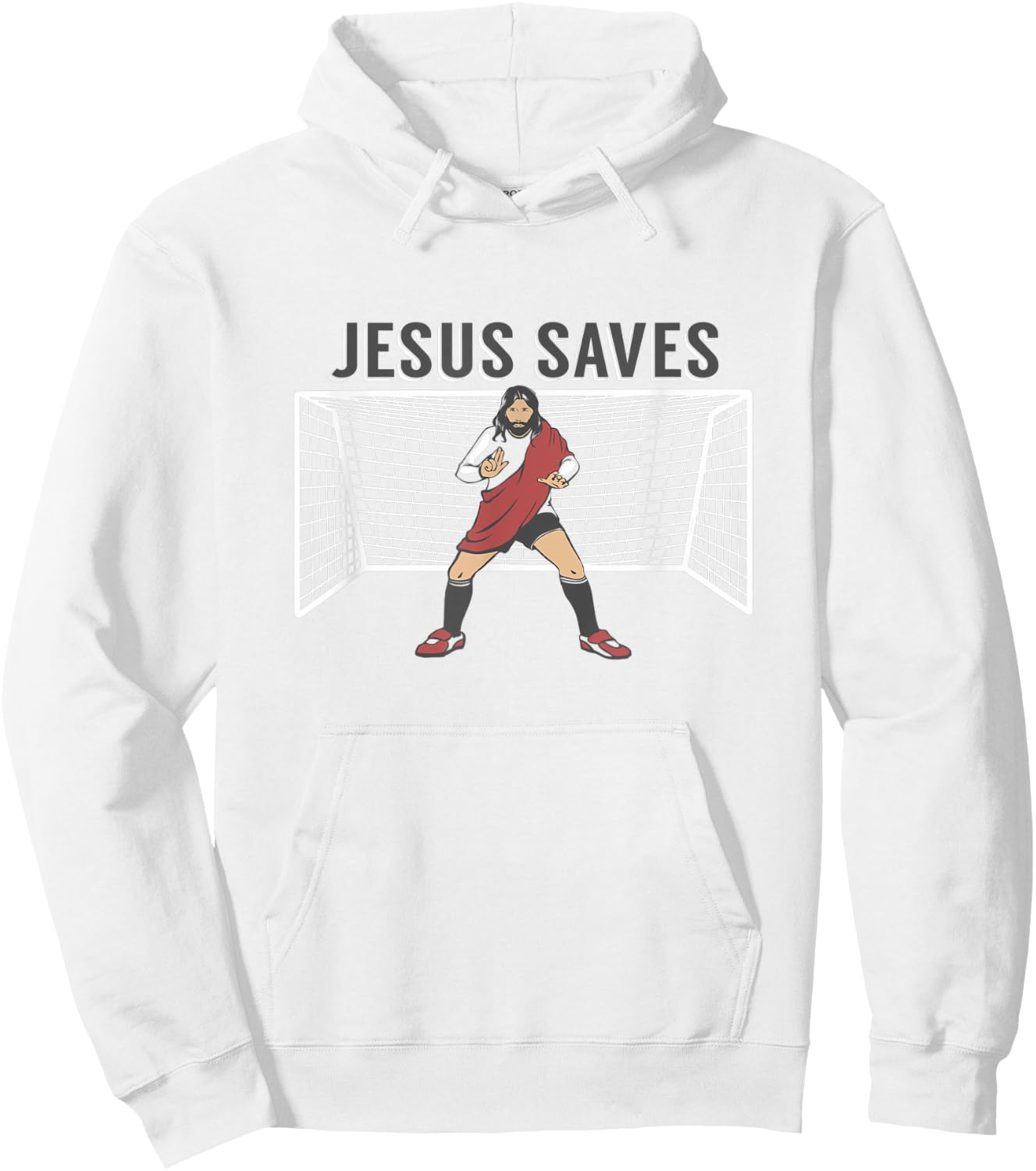 JESUS SAVES | Funny Christian, Christ Soccer Goalie Hoodie - Hoodie | White