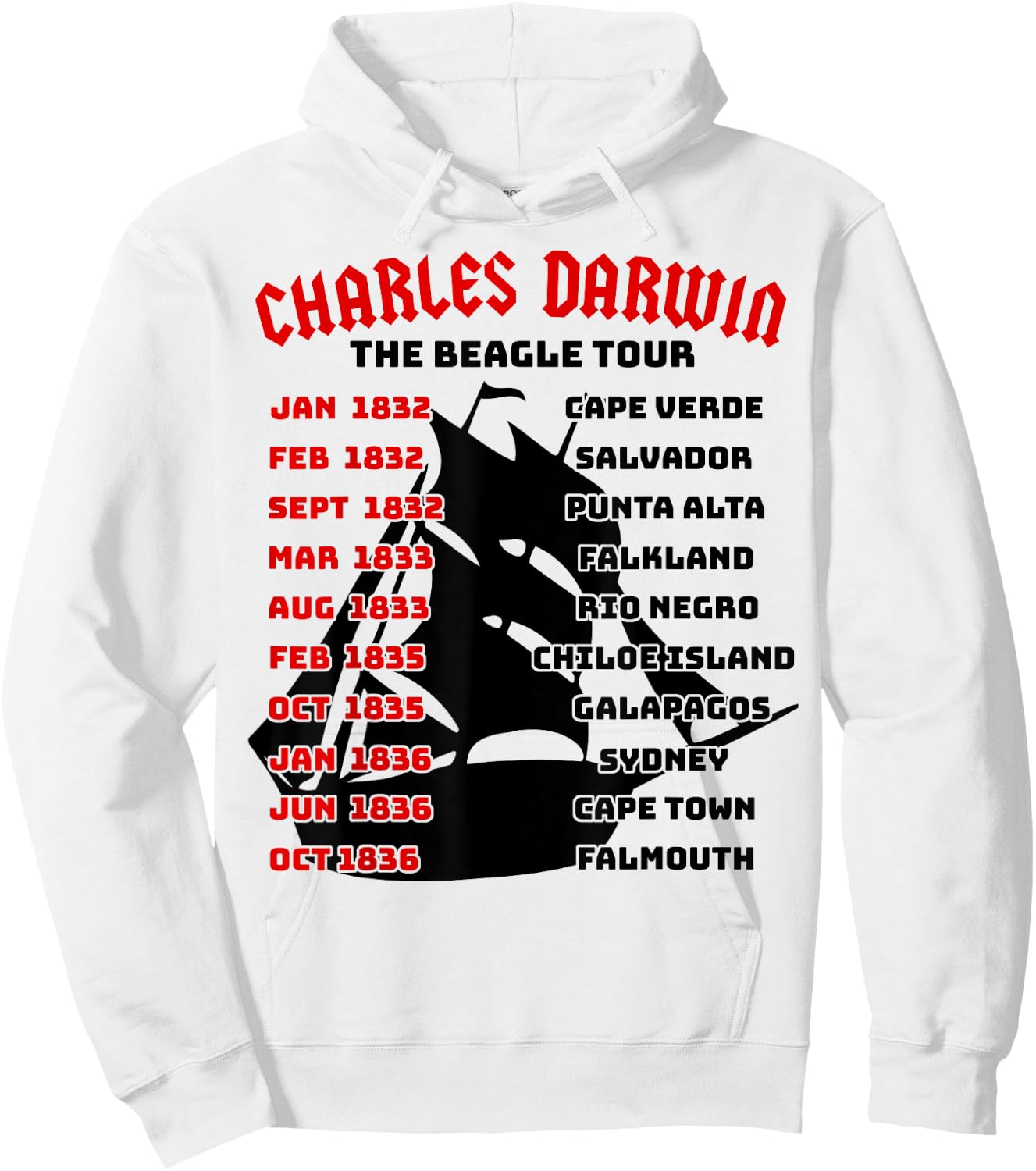 Naturalist Charles Darwin Beagle Meme Tour Earth Day Science Hoodie - Hoodie | White