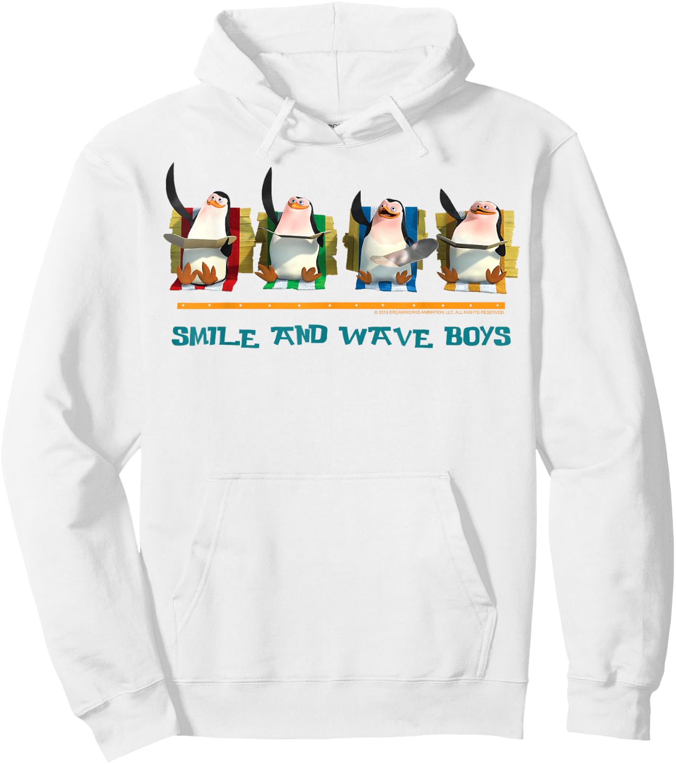 Madagascar Penguins Smile And Wave Text Poster Hoodie - Hoodie | White