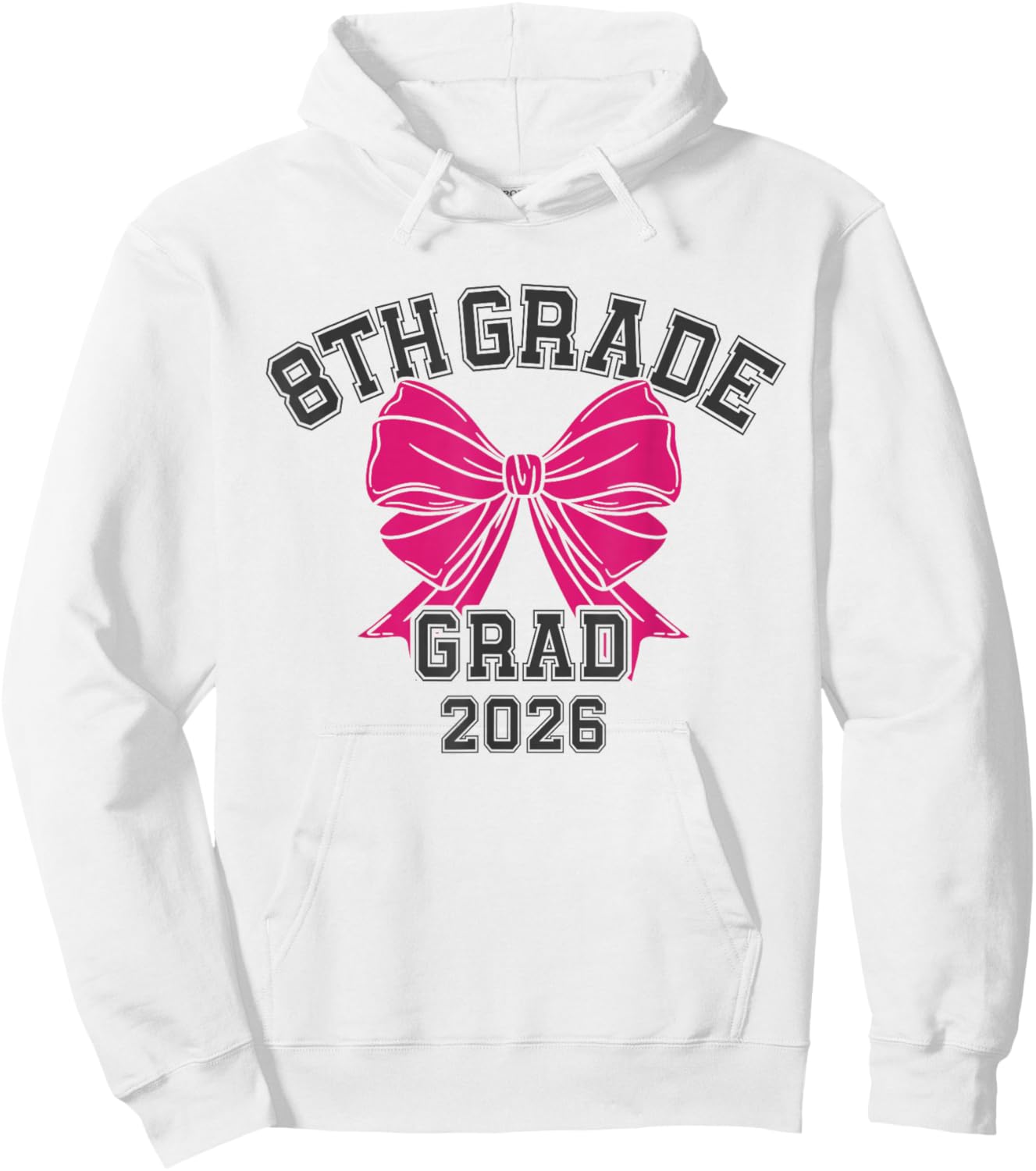 8th Grade Bow 2026 Middle School Graduation Hoodie - Hoodie | White