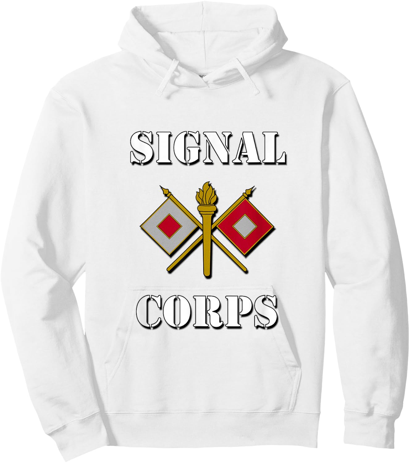 US Army Signal Corps Branch Insignia Shirt Hoodie - Hoodie | White
