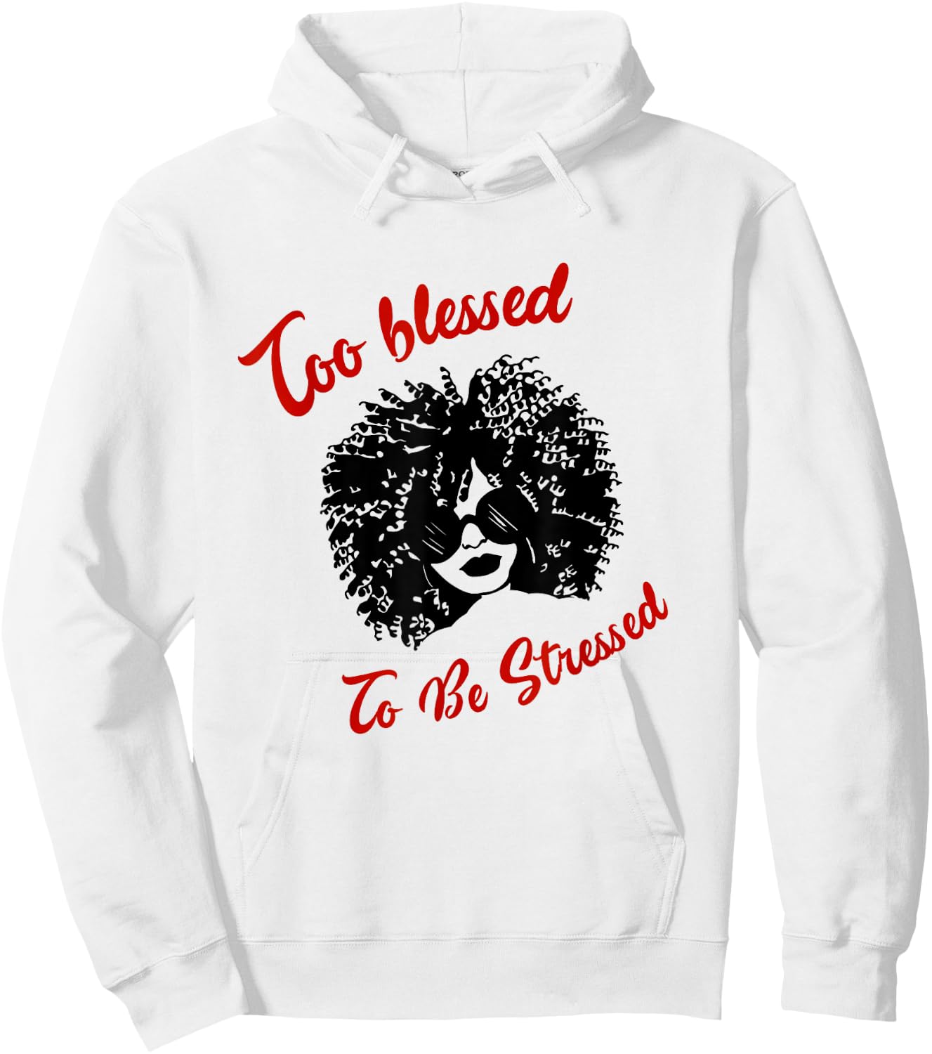 MGT | Too Blessed To Be Stressed Afro Lady Sunglasses Faith Hoodie - Hoodie | White