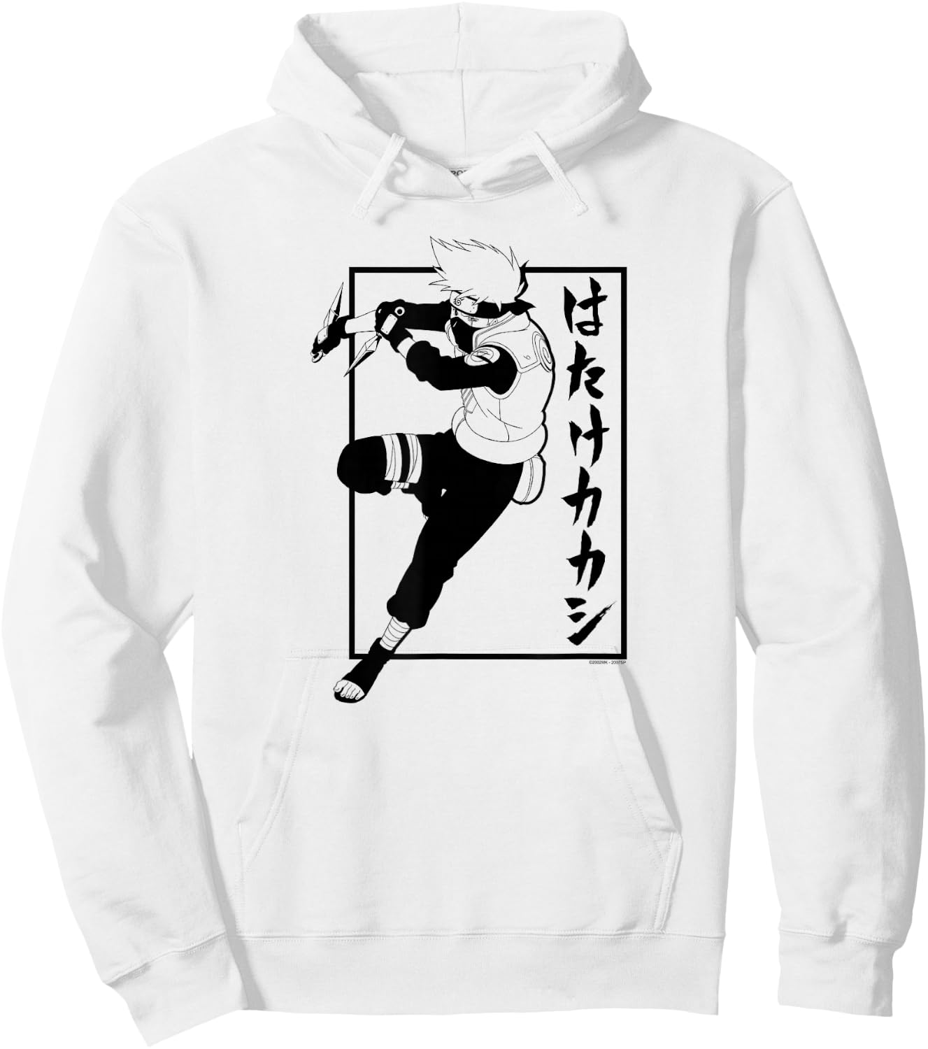 Naruto Shippuden Kakashi with Vertical Kanji Anime Hoodie - Hoodie | White