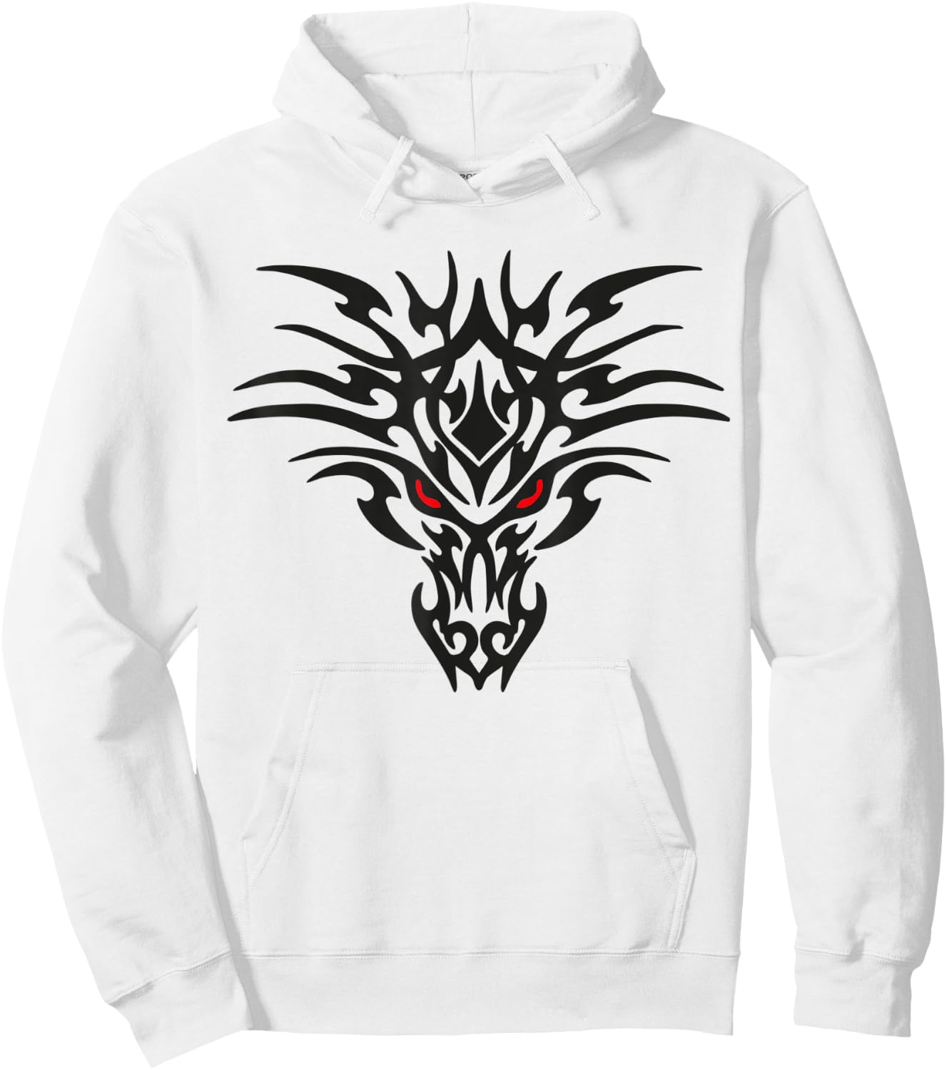 Tribal Dragon Head T Shirt Tattoo Cute Black Design Red Eyes Hoodie - Hoodie | White