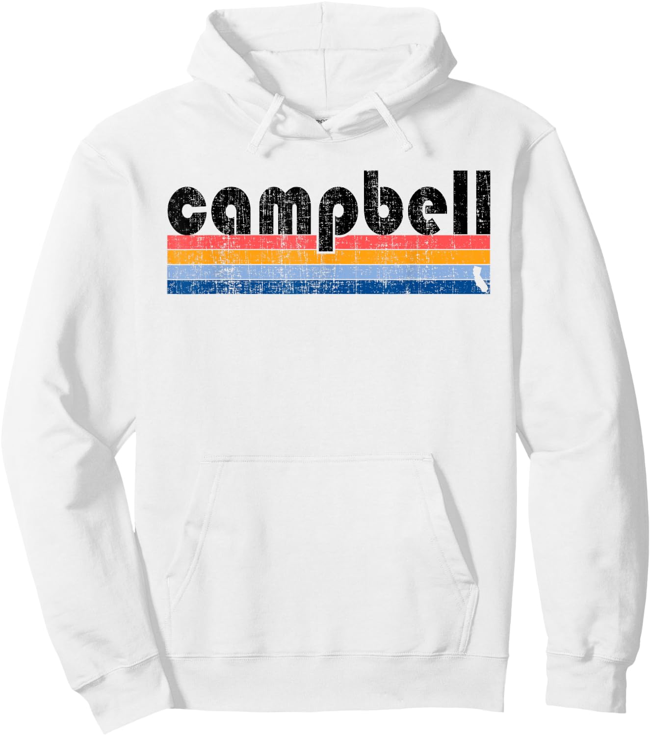 Vintage 80s Style Campbell CA Hoodie - Hoodie | White
